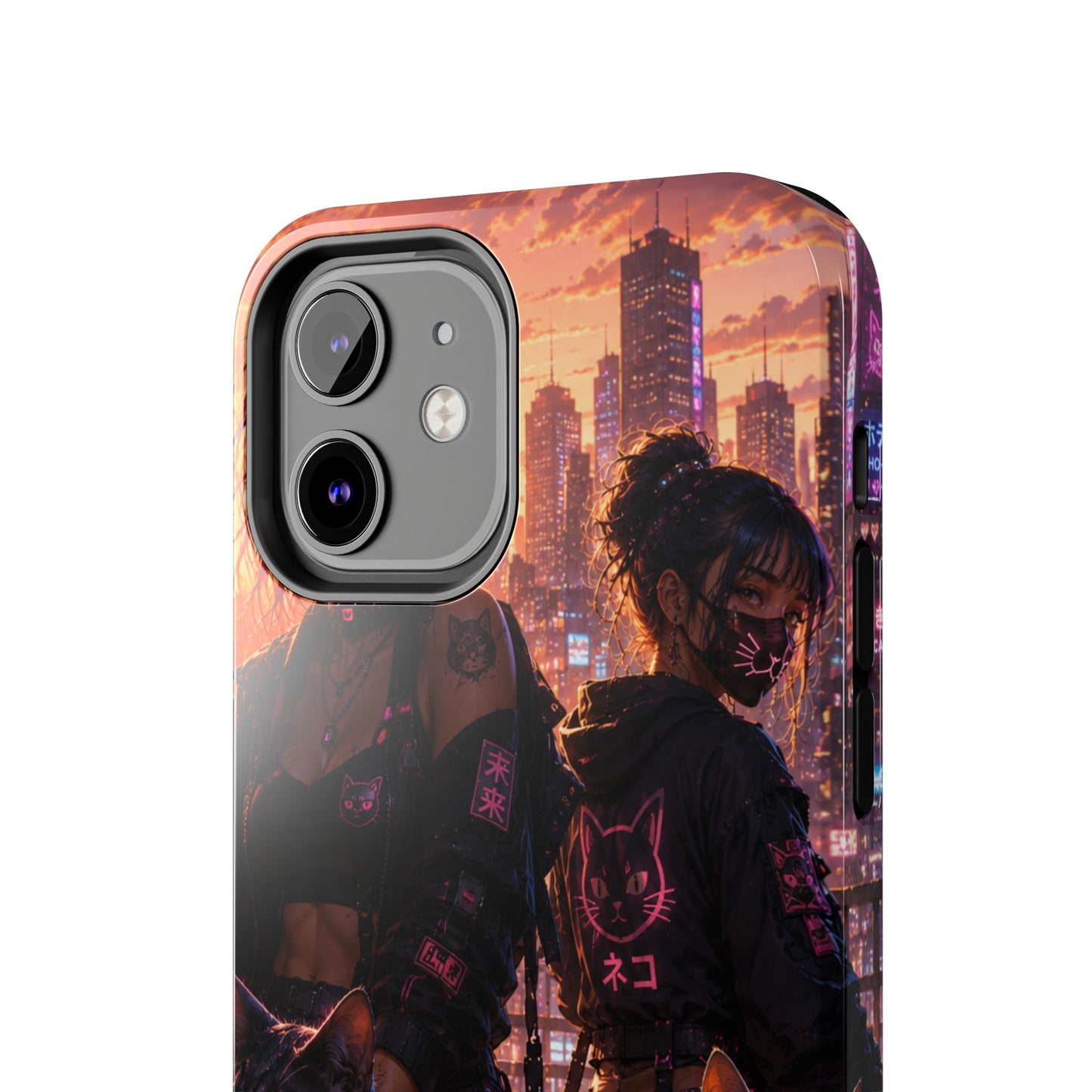 Cyberpunk Pack: Tough Phone Case with Neon Panther & City Sunset