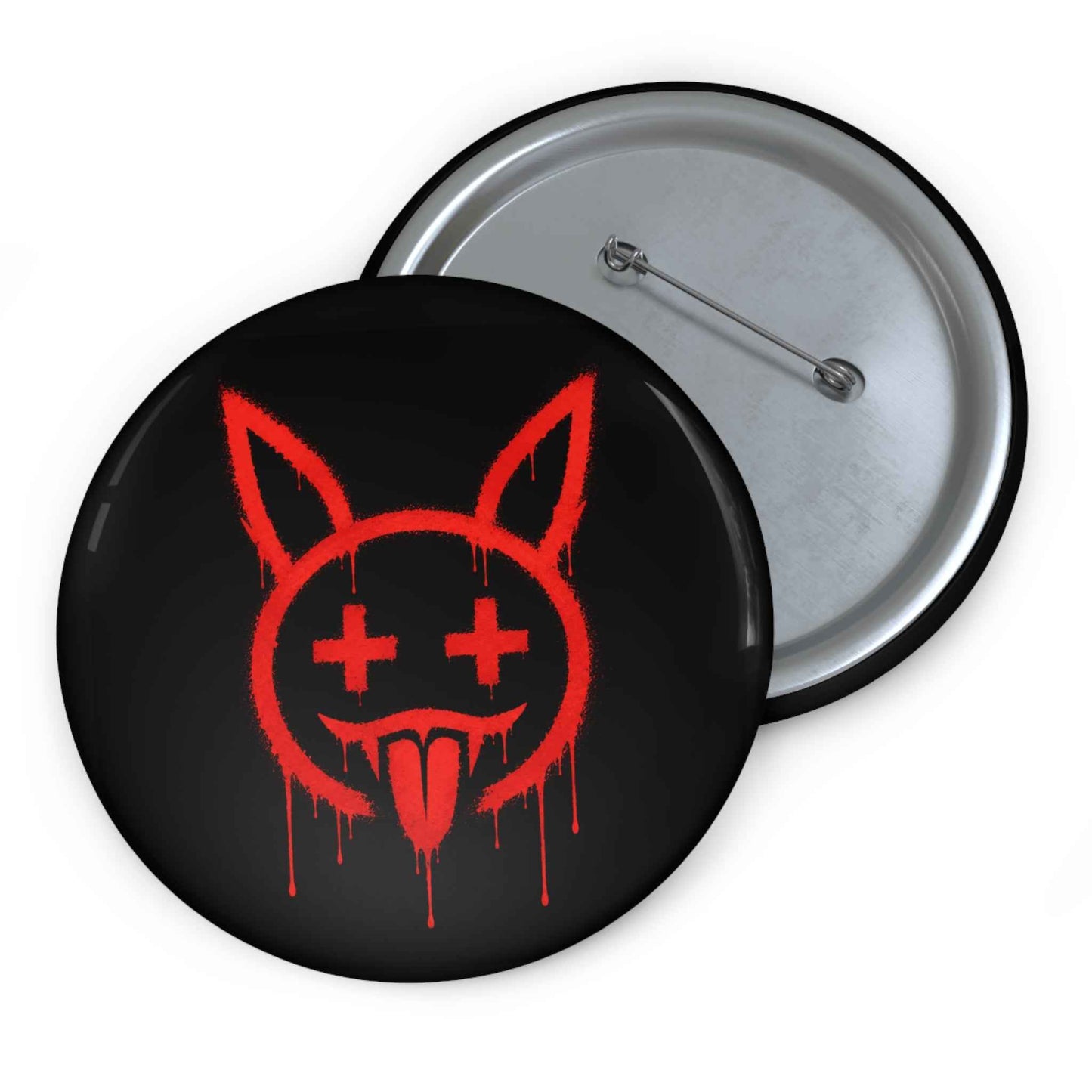 Metallic Souls — Red Drip Smiley Bunny Punk Pin