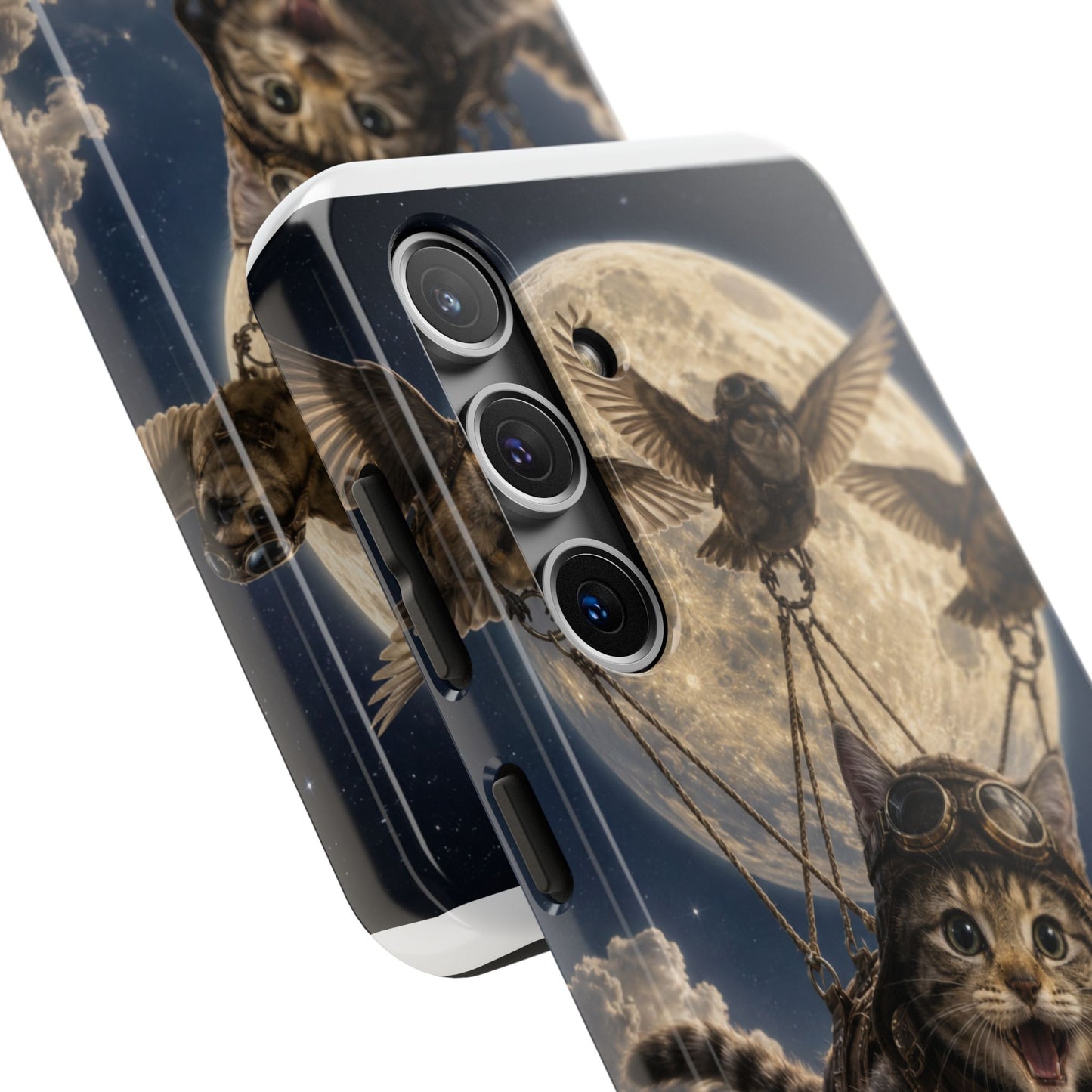 Cat Pilot Phone Case — Adventure Kitty Moonlit Flight Tough Protection