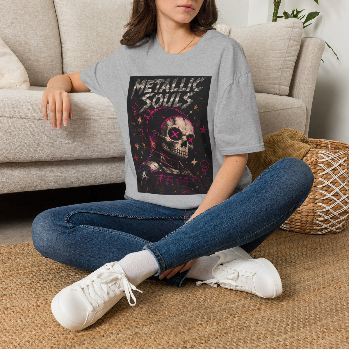 Metallic Souls Skull T‑Shirt — Retro Grunge Rock Tee