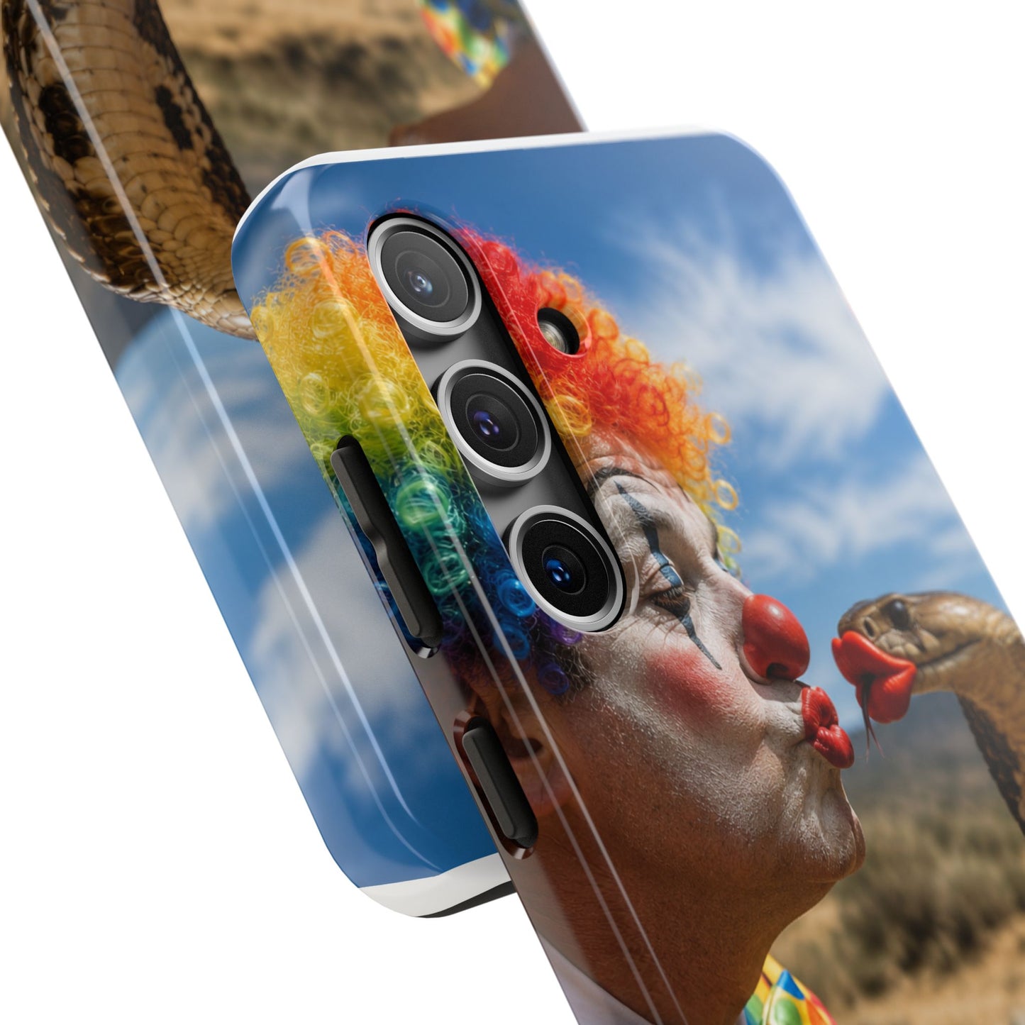 Clown & Cobra Tough Phone Case — Funny Kiss Design, Shockproof Protective Cover