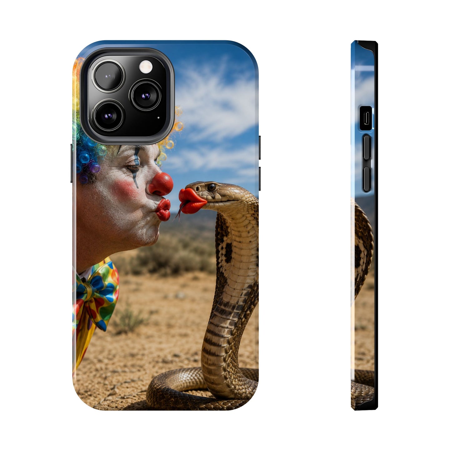Clown & Cobra Tough Phone Case — Funny Kiss Design, Shockproof Protective Cover