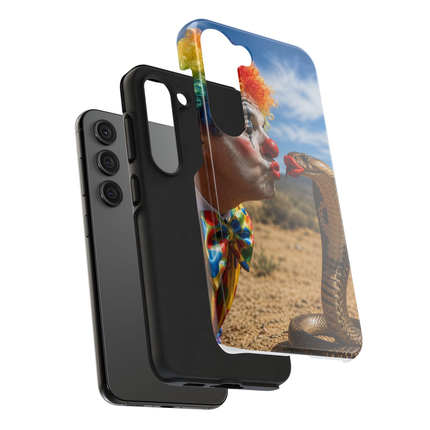Clown & Cobra Tough Phone Case — Funny Kiss Design, Shockproof Protective Cover