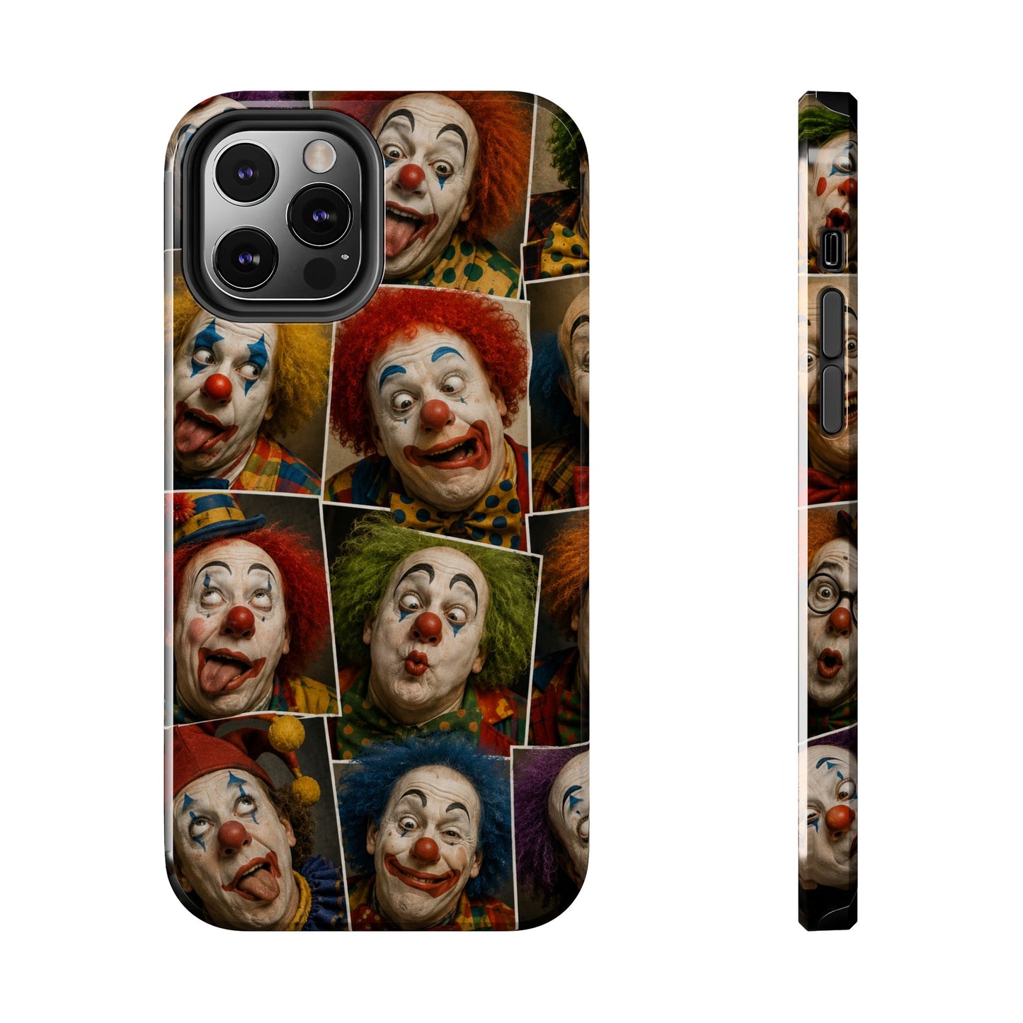 Clown Collage Tough Phone Case — Retro Carnival Horror Pattern