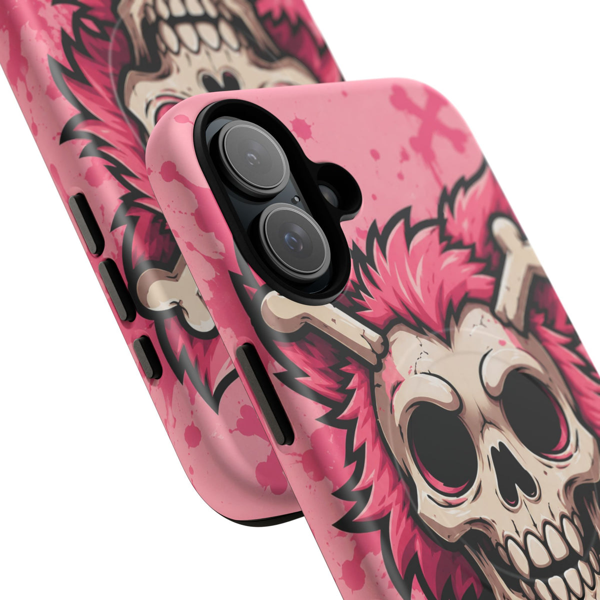 Pink Skull & Crossbones Tough Magnetic Phone Case — Punk Rock Protective Cover