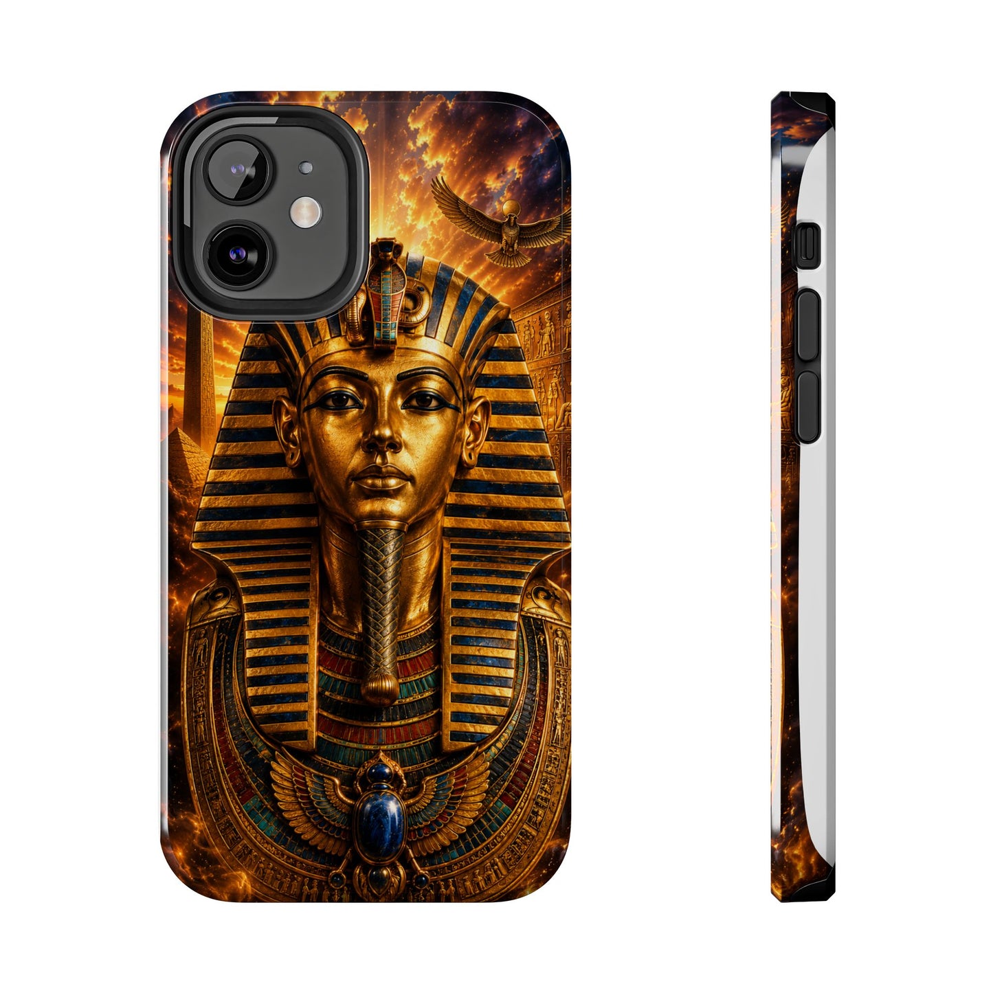 Egyptian Pharaoh Tough Phone Case — Protective Golden Tutankhamun Design