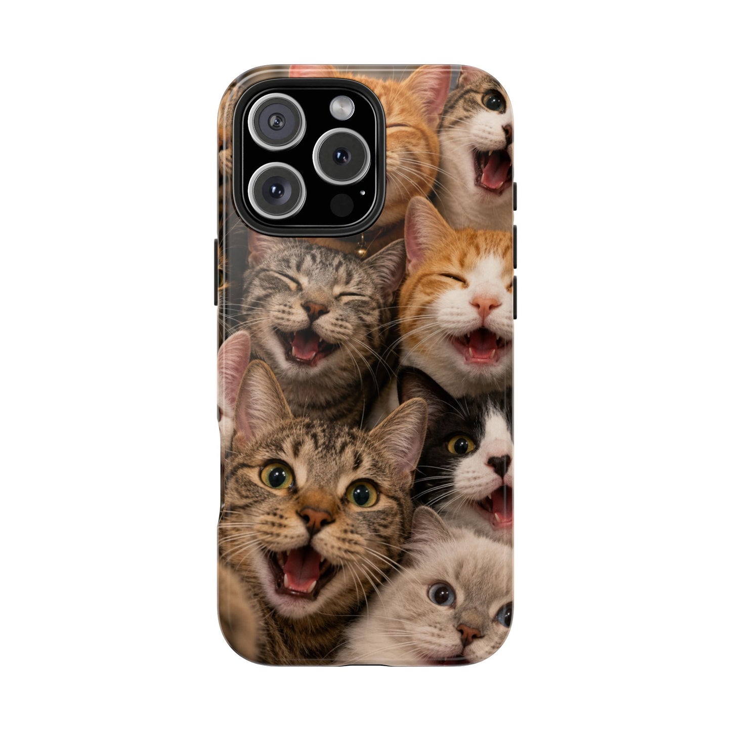 Tough Smiling Cats Collage Phone Case – Cute Cat Faces for iPhone