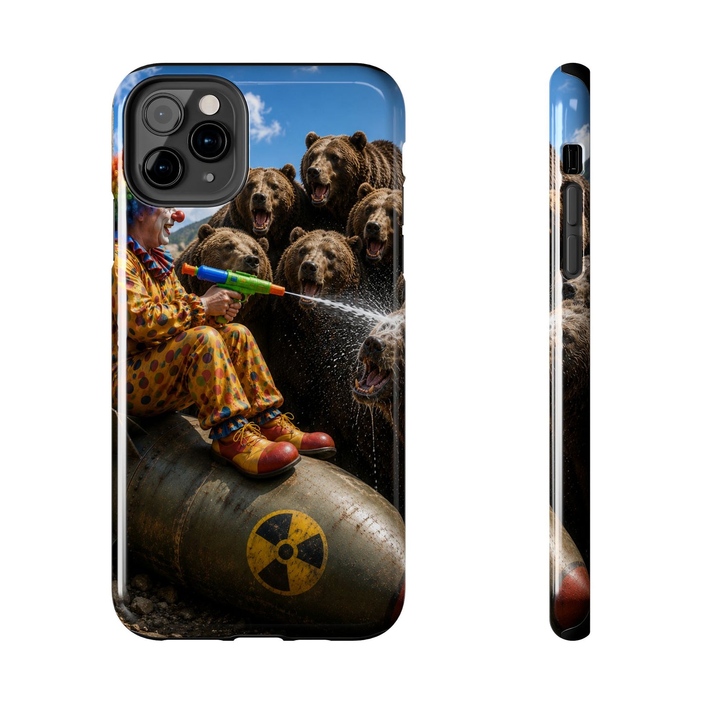Tough Phone Case — Surreal Clown vs. Bears Protective Phone Cover