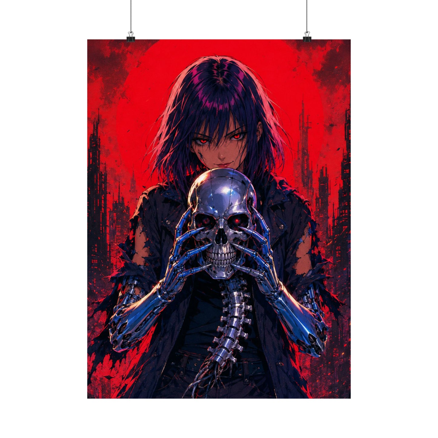 Metallic Souls Skull Poster — Gothic Anime Matte Vertical Wall Art