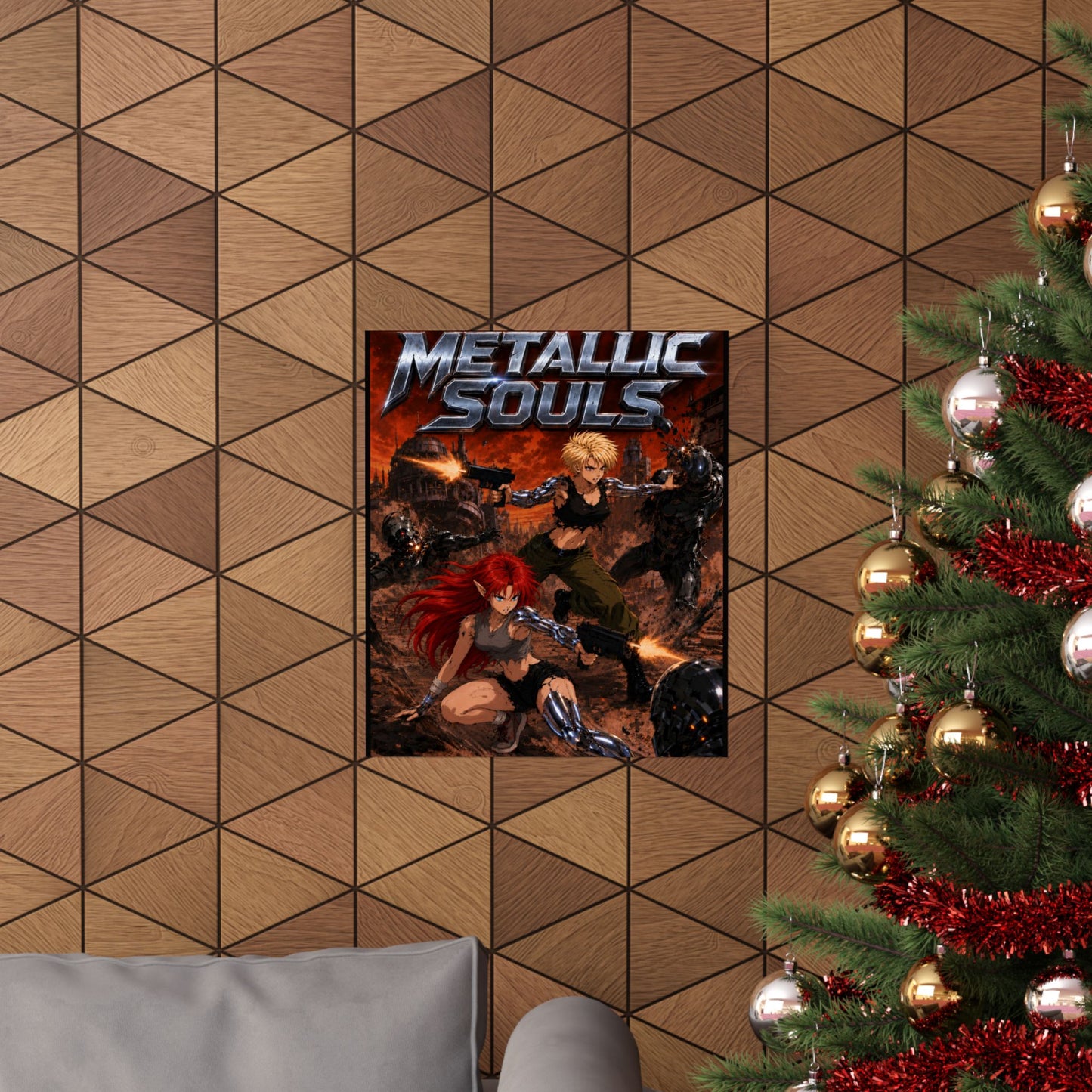 Metallic Souls Poster — Anime Sci‑Fi Action Matte Vertical Print