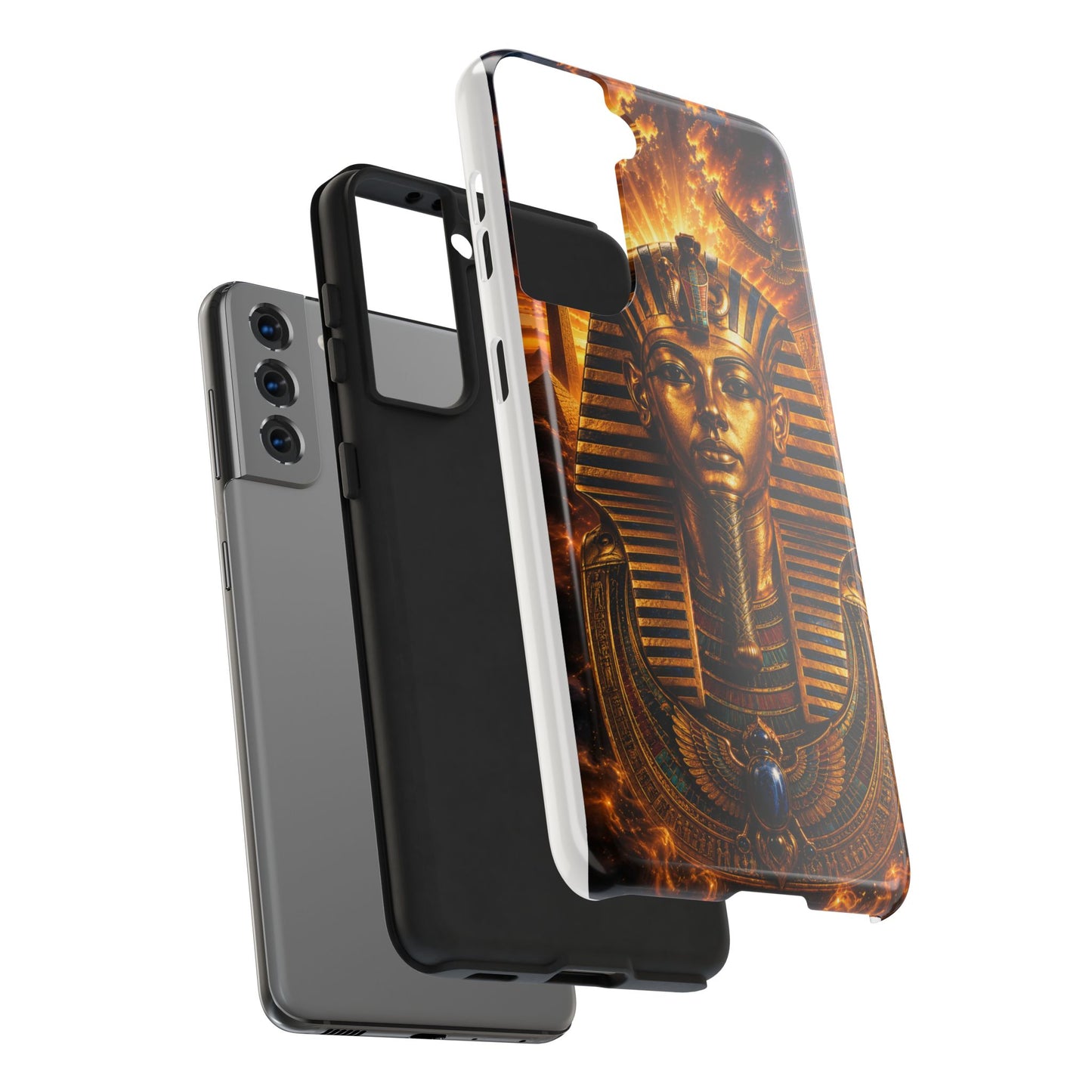 Egyptian Pharaoh Tough Phone Case — Protective Golden Tutankhamun Design