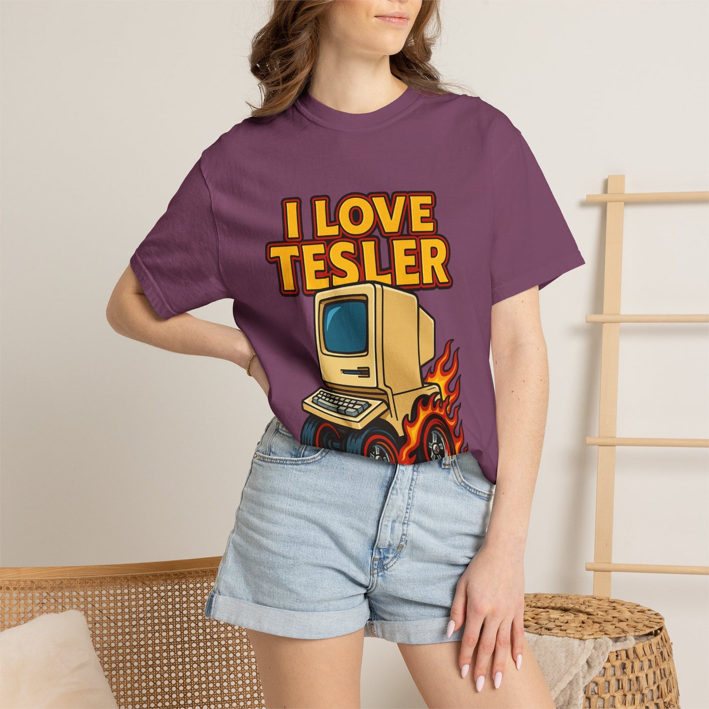 I Love Tesler Vintage Computer Tee — Retro Tech Graphic T-Shirt