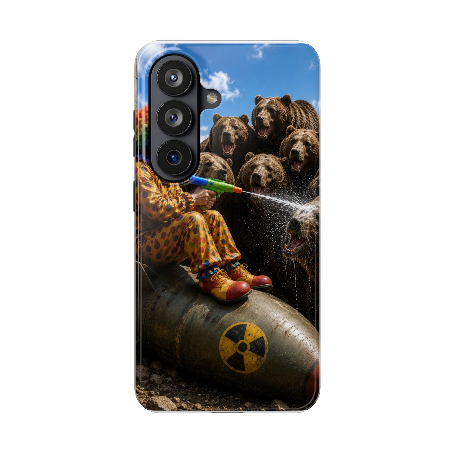 Tough Phone Case — Surreal Clown vs. Bears Protective Phone Cover