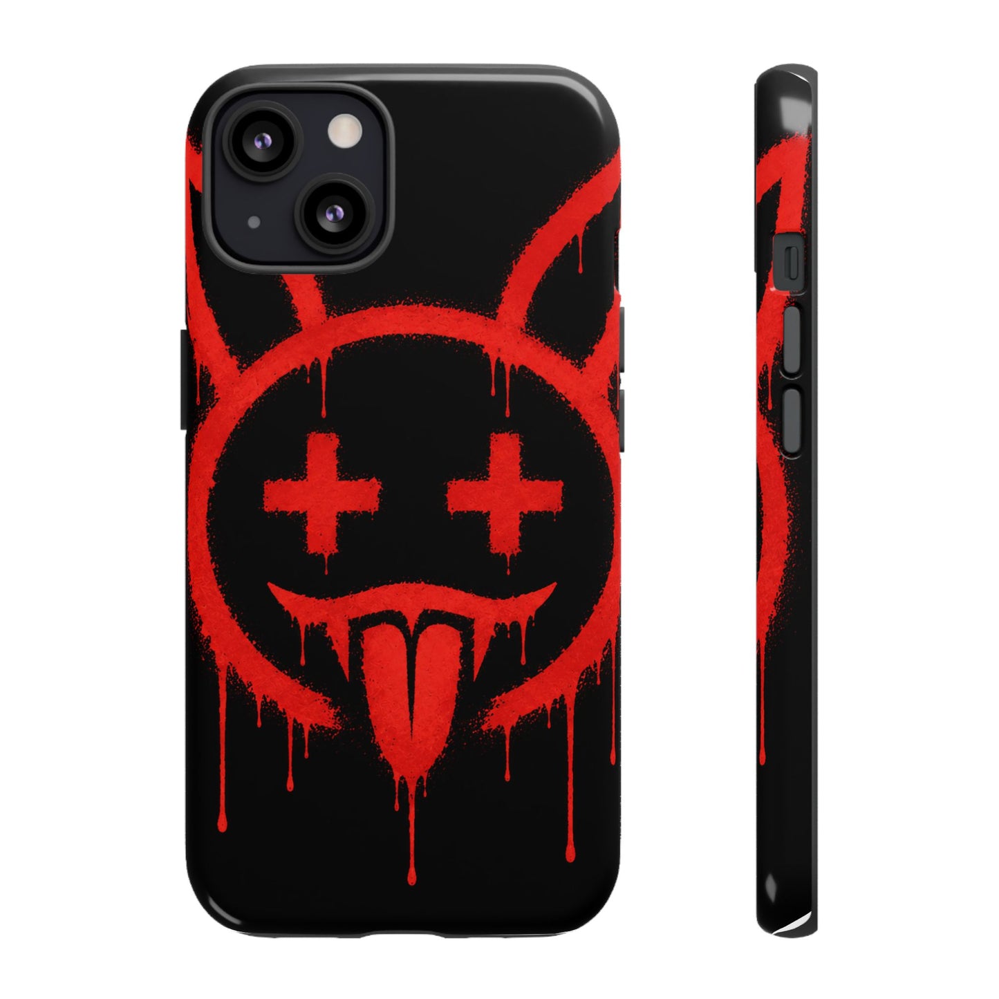 Phone Case - Metallic Souls Red Drip Smiley Graffiti Design