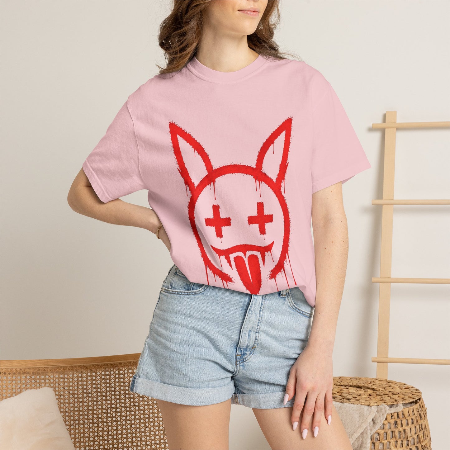Metallic Souls Graffiti Bunny Heavyweight Streetwear T-Shirt