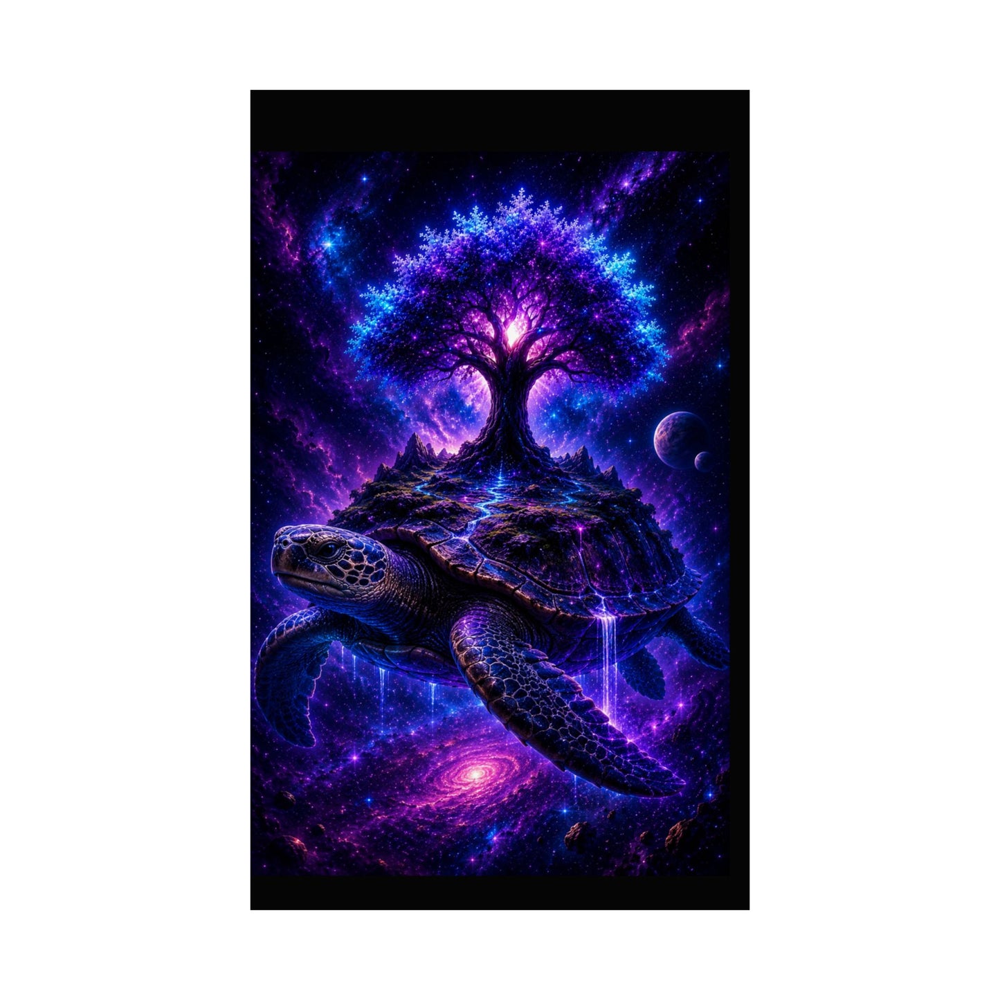 Cosmic Turtle Poster — Mystic Tree on Turtle Shell Matte Vertical Wall Art