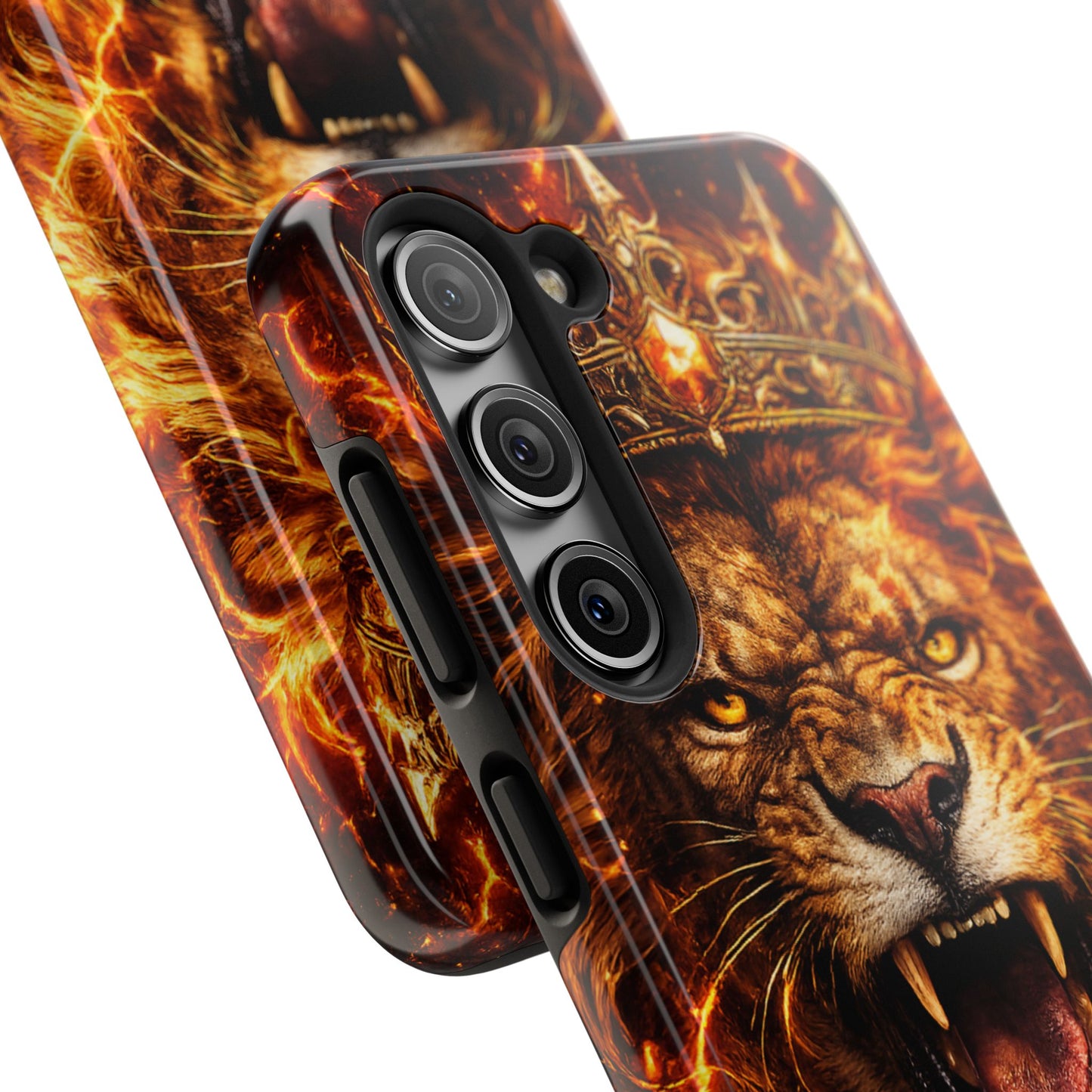 Fiery Lion King Tough Phone Case — Protective iPhone Case with Roaring Crown Design