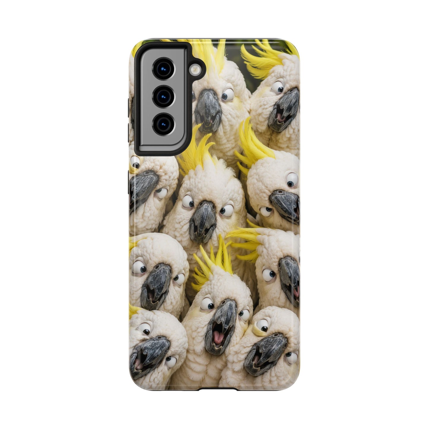 Cockatoo Collage Tough Phone Case — Funny Yellow Crested Bird Protective Phone Cover