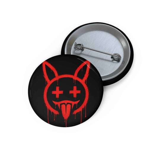 Metallic Souls — Red Drip Smiley Bunny Punk Pin