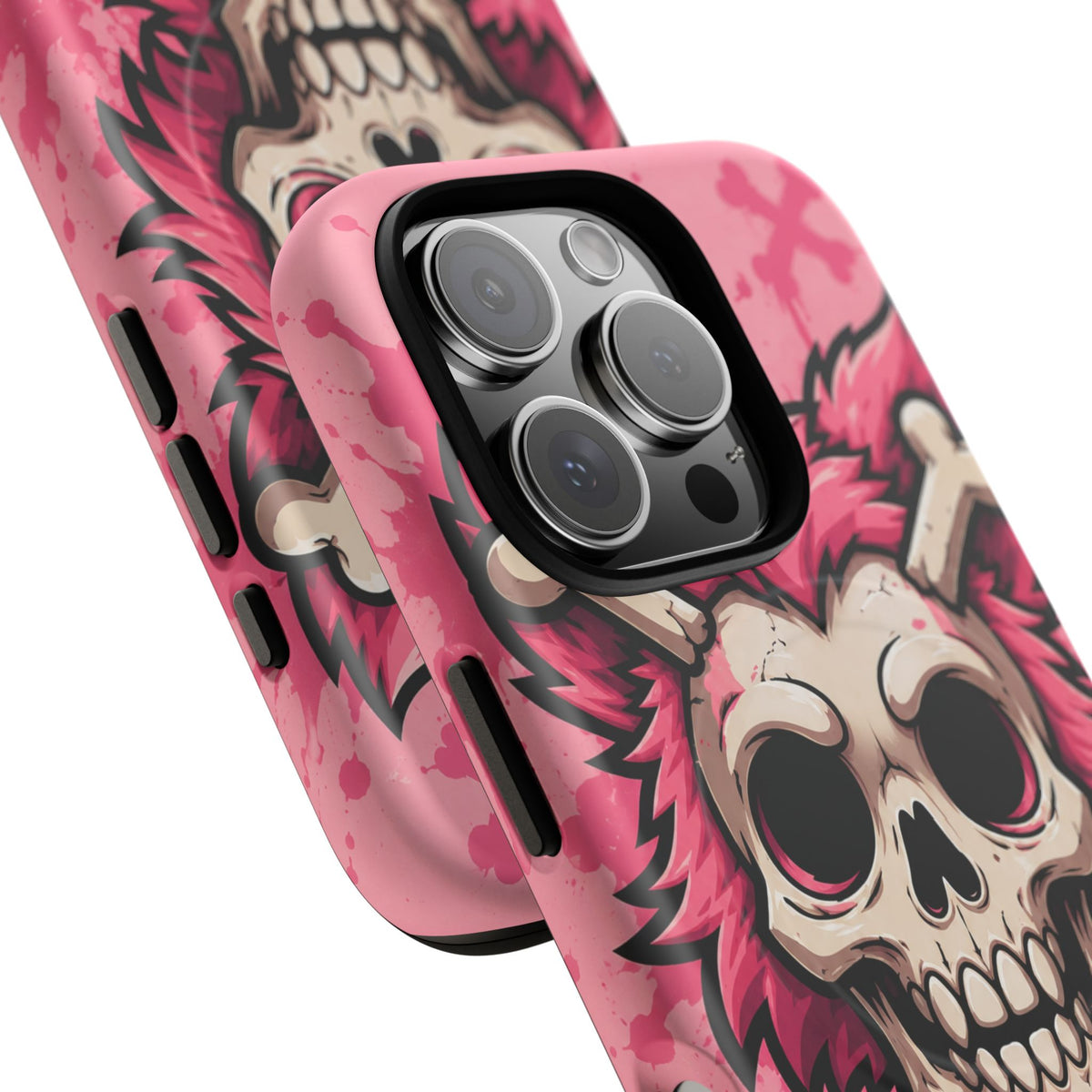 Pink Skull & Crossbones Tough Magnetic Phone Case — Punk Rock Protective Cover