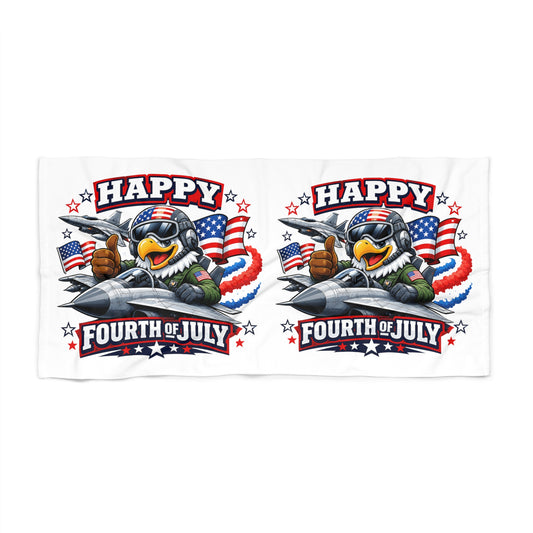 Fourth of July Eagle Beach Towel – Happy Fourth of July Patriotic USA Flag Design