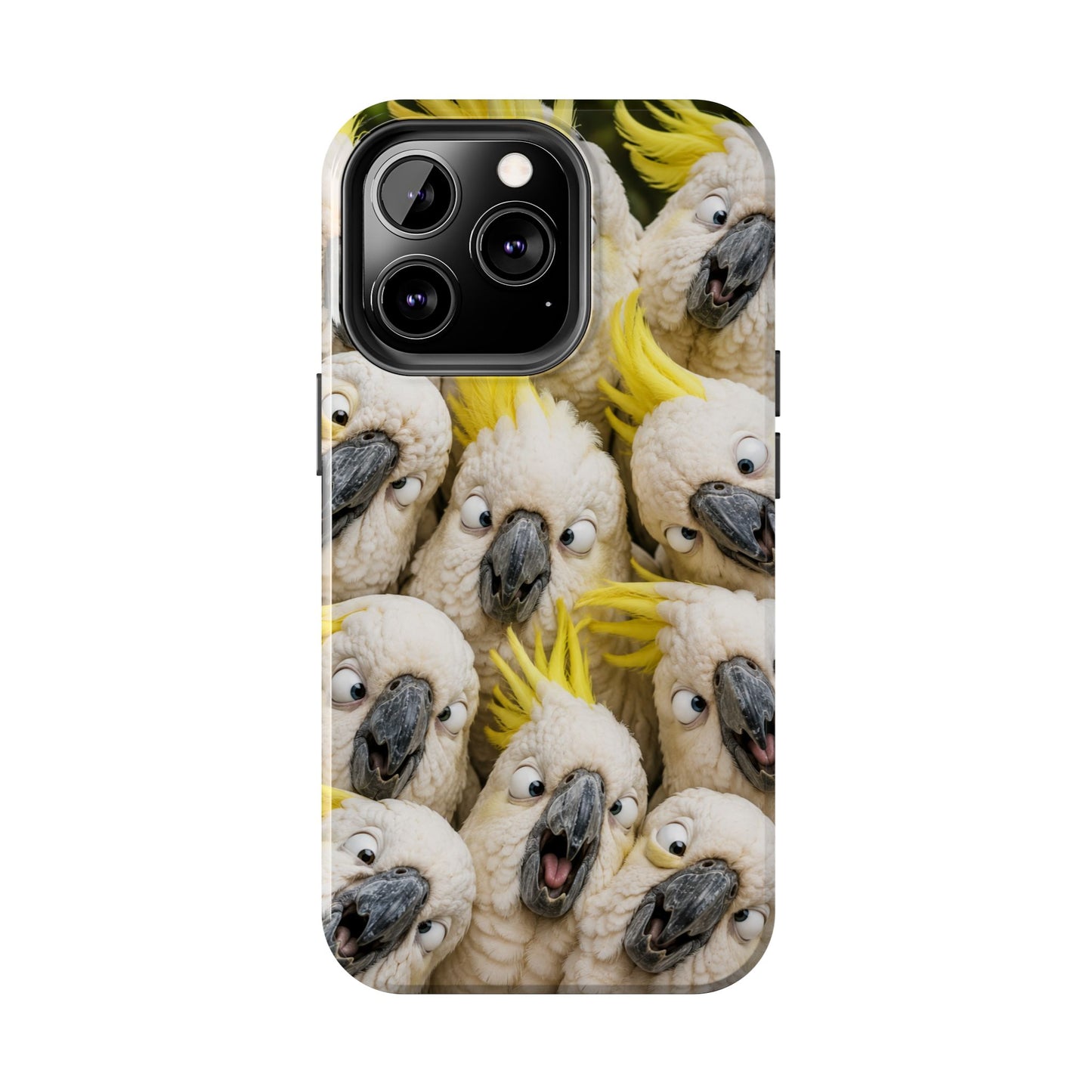 Cockatoo Collage Tough Phone Case — Funny Yellow Crested Bird Protective Phone Cover