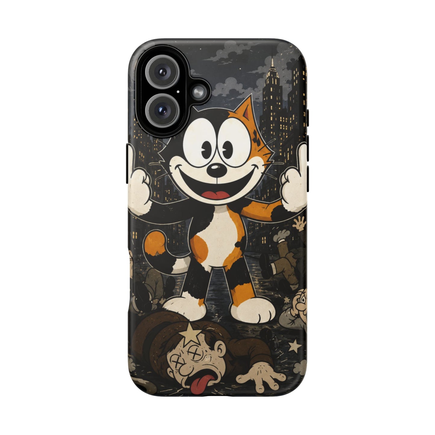 Vintage Cartoon Cat Phone Case — Edgy Felix-Style Illustration