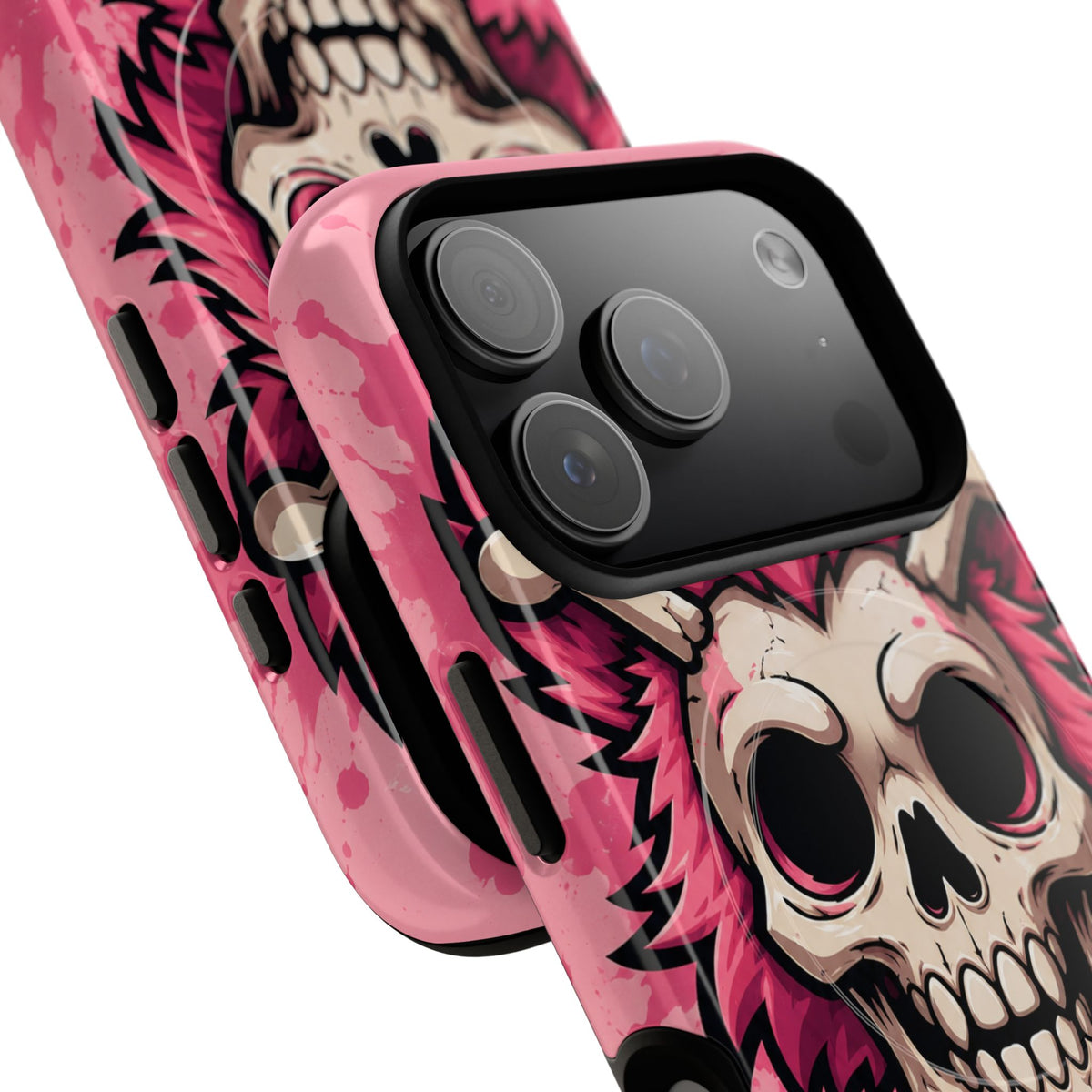Pink Skull & Crossbones Tough Magnetic Phone Case — Punk Rock Protective Cover