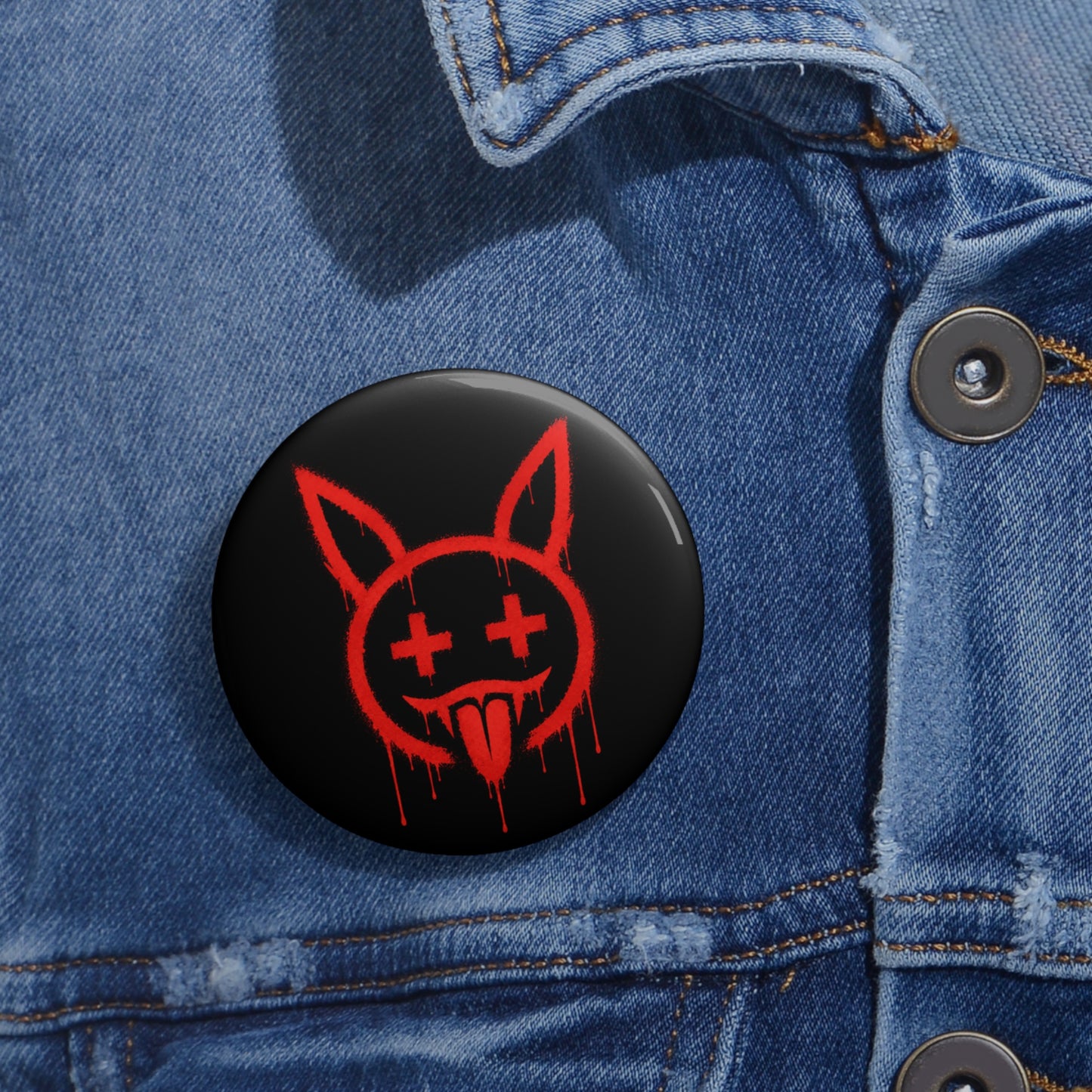 Metallic Souls — Red Drip Smiley Bunny Punk Pin