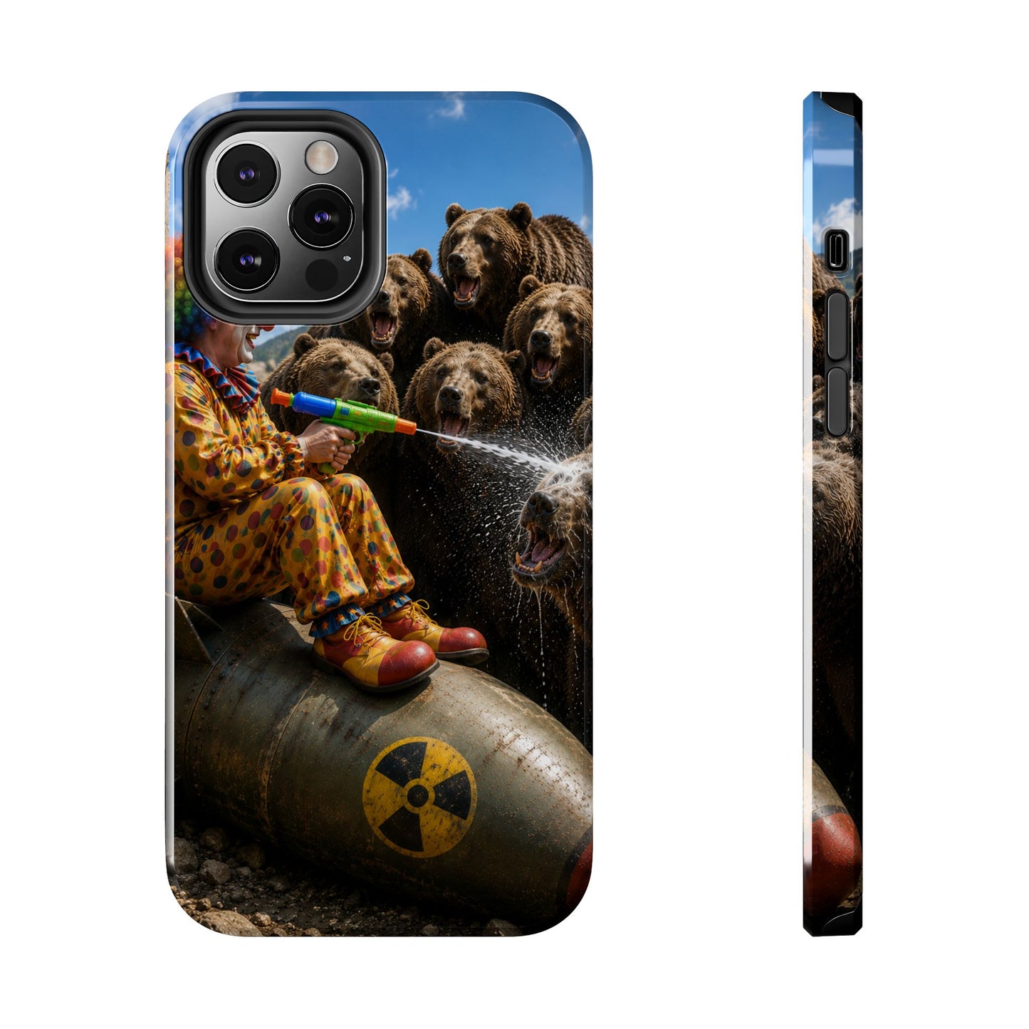Tough Phone Case — Surreal Clown vs. Bears Protective Phone Cover