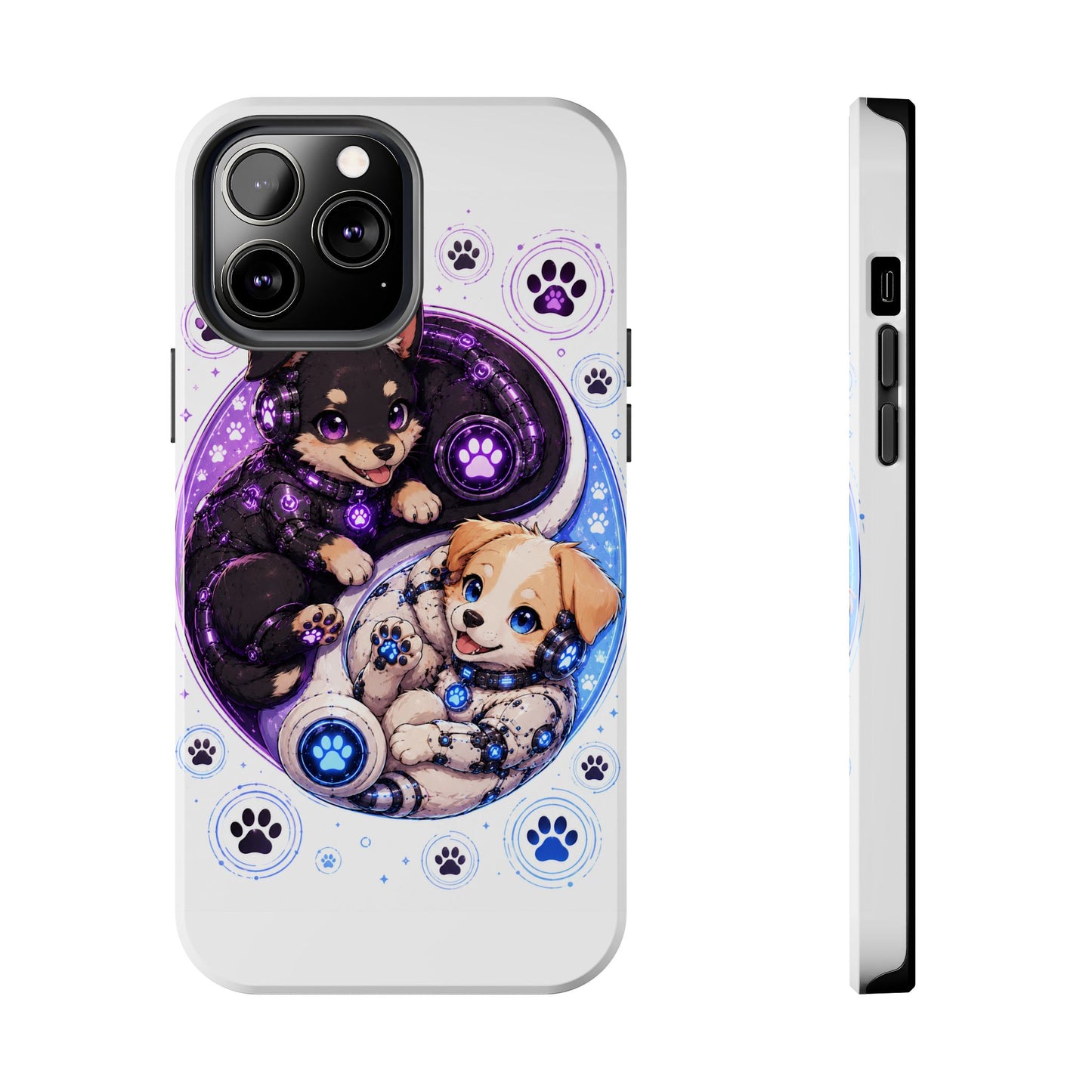 Yin Yang Puppy Tough Phone Case — Cute Paw Print Dog Protector