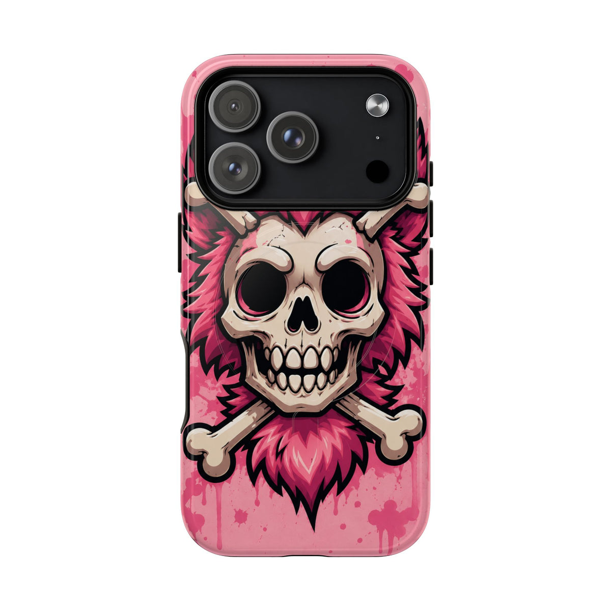 Pink Skull & Crossbones Tough Magnetic Phone Case — Punk Rock Protective Cover