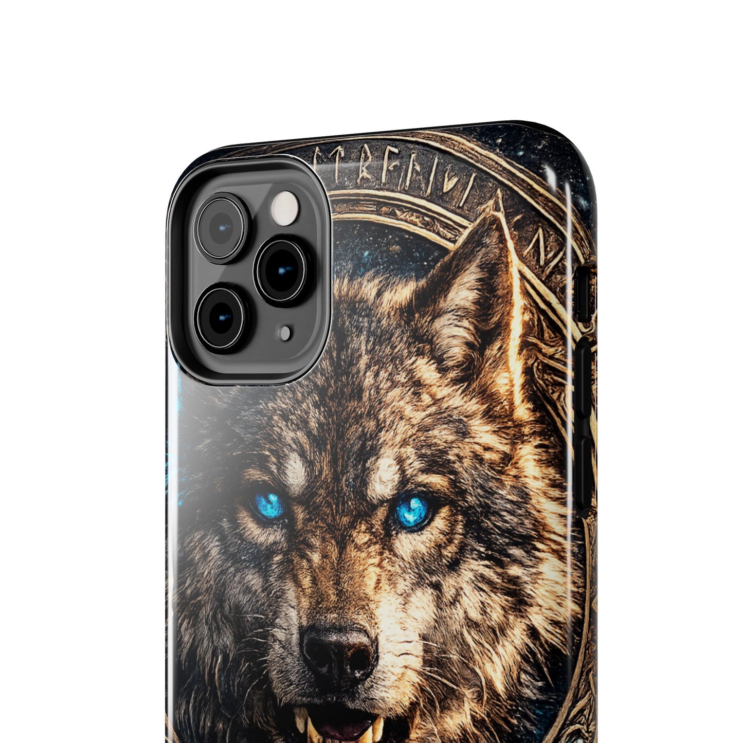 Wolf Pentagram Phone Case - Rugged Mystic Phone Cover with Glowing Blue Eyes