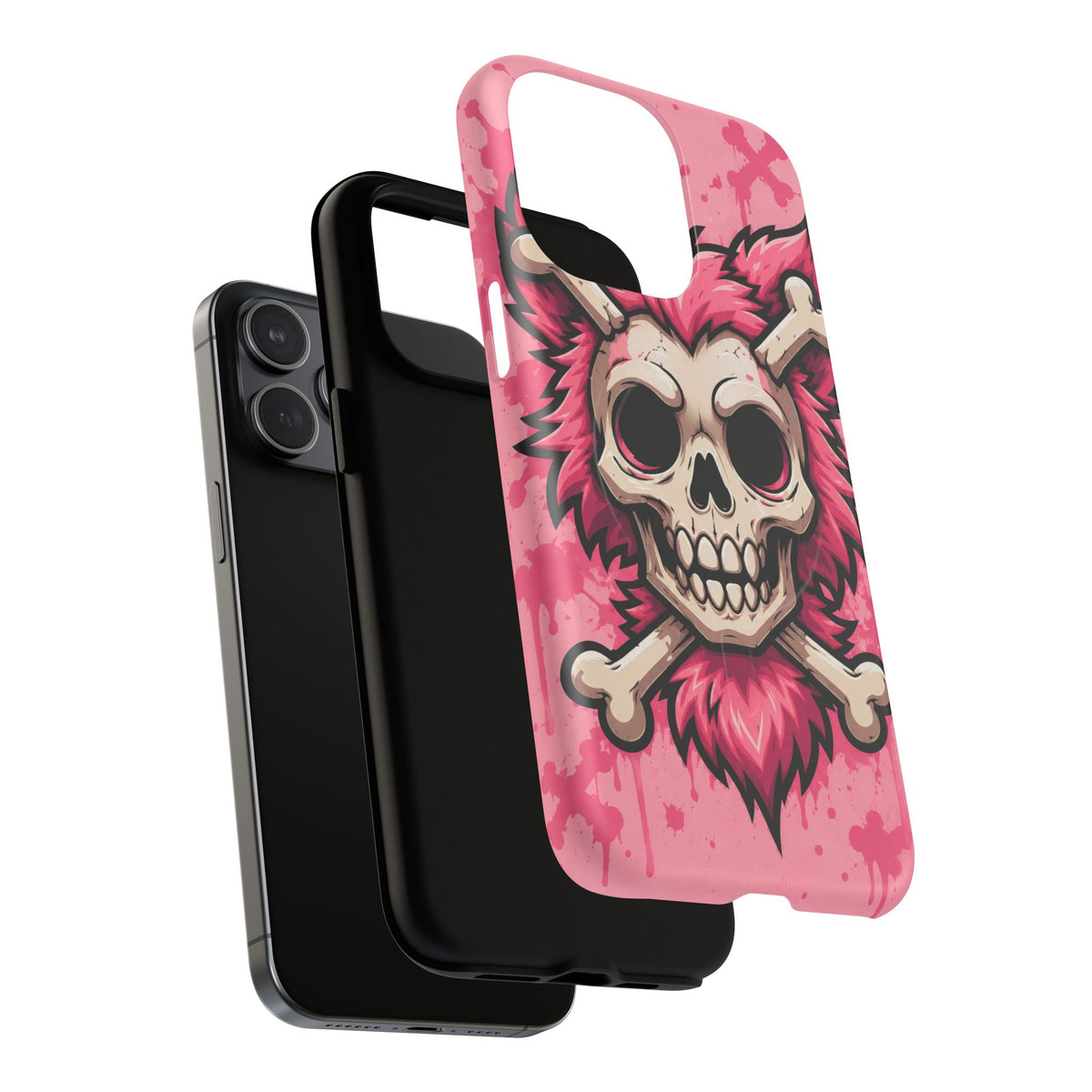 Pink Skull & Crossbones Tough Magnetic Phone Case — Punk Rock Protective Cover