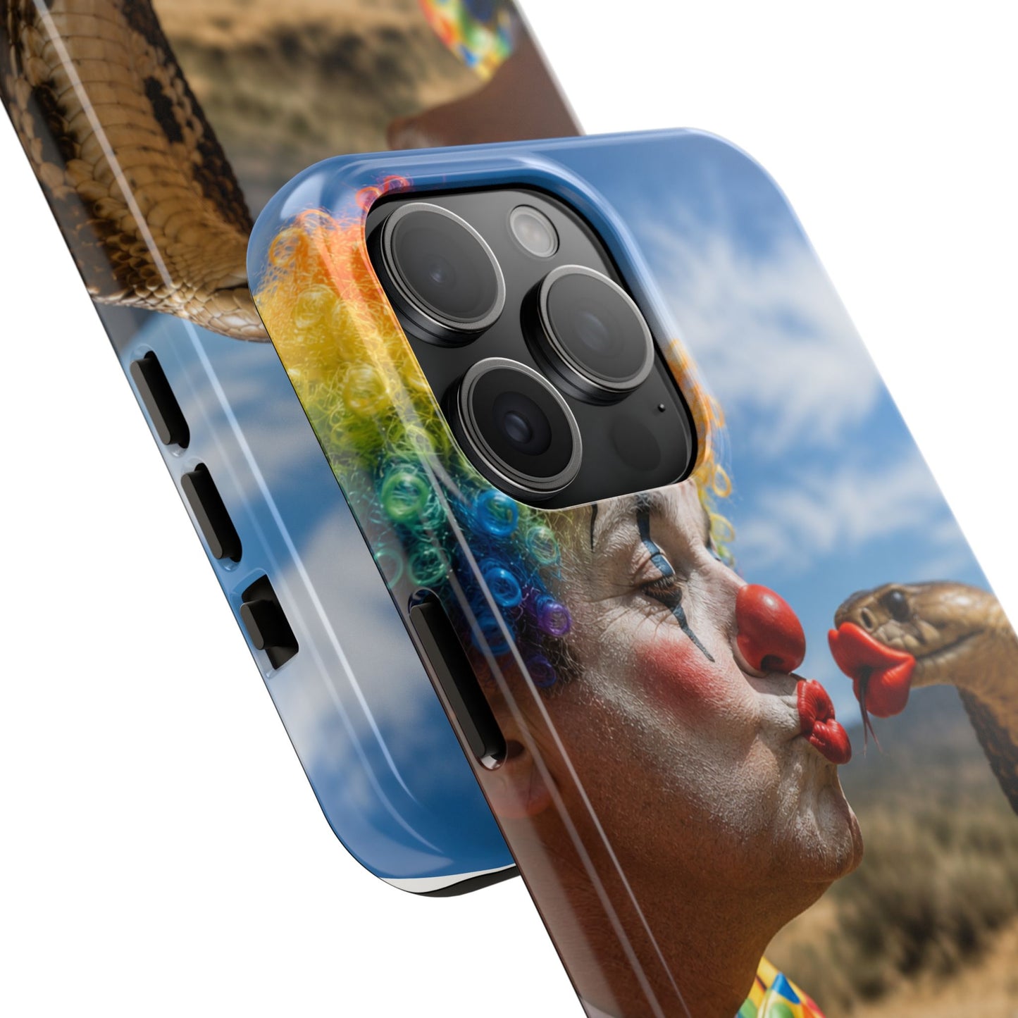 Clown & Cobra Tough Phone Case — Funny Kiss Design, Shockproof Protective Cover