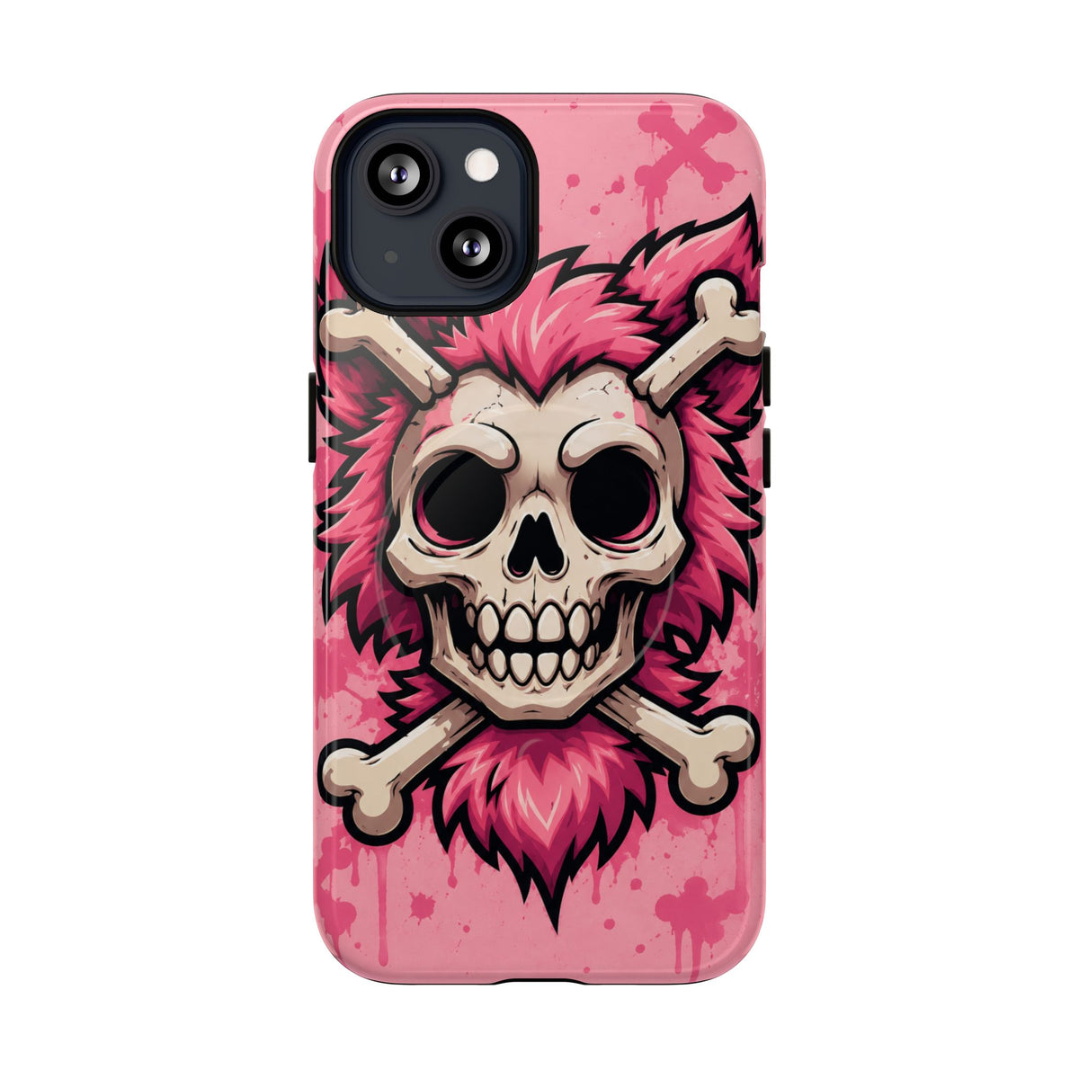 Pink Skull & Crossbones Tough Magnetic Phone Case — Punk Rock Protective Cover