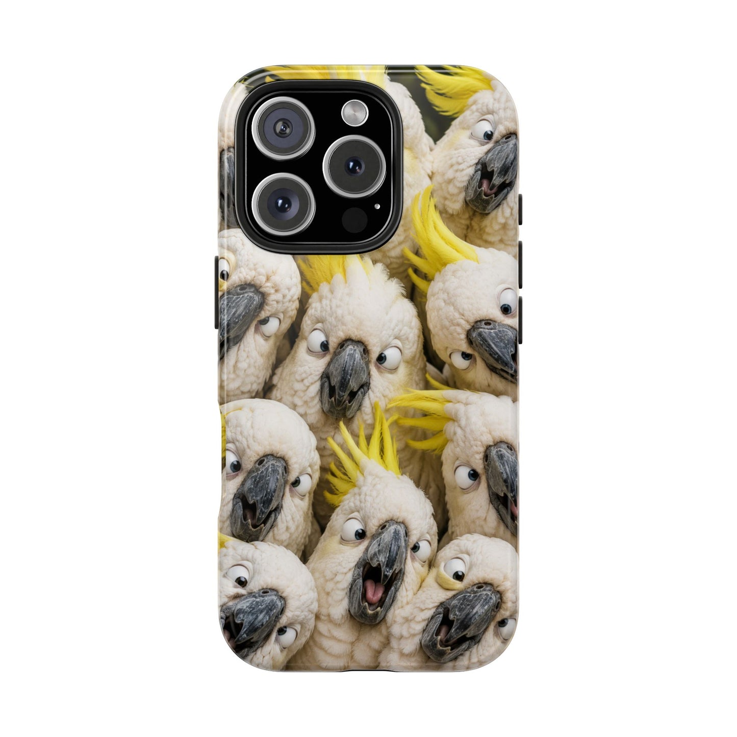 Cockatoo Collage Tough Phone Case — Funny Yellow Crested Bird Protective Phone Cover