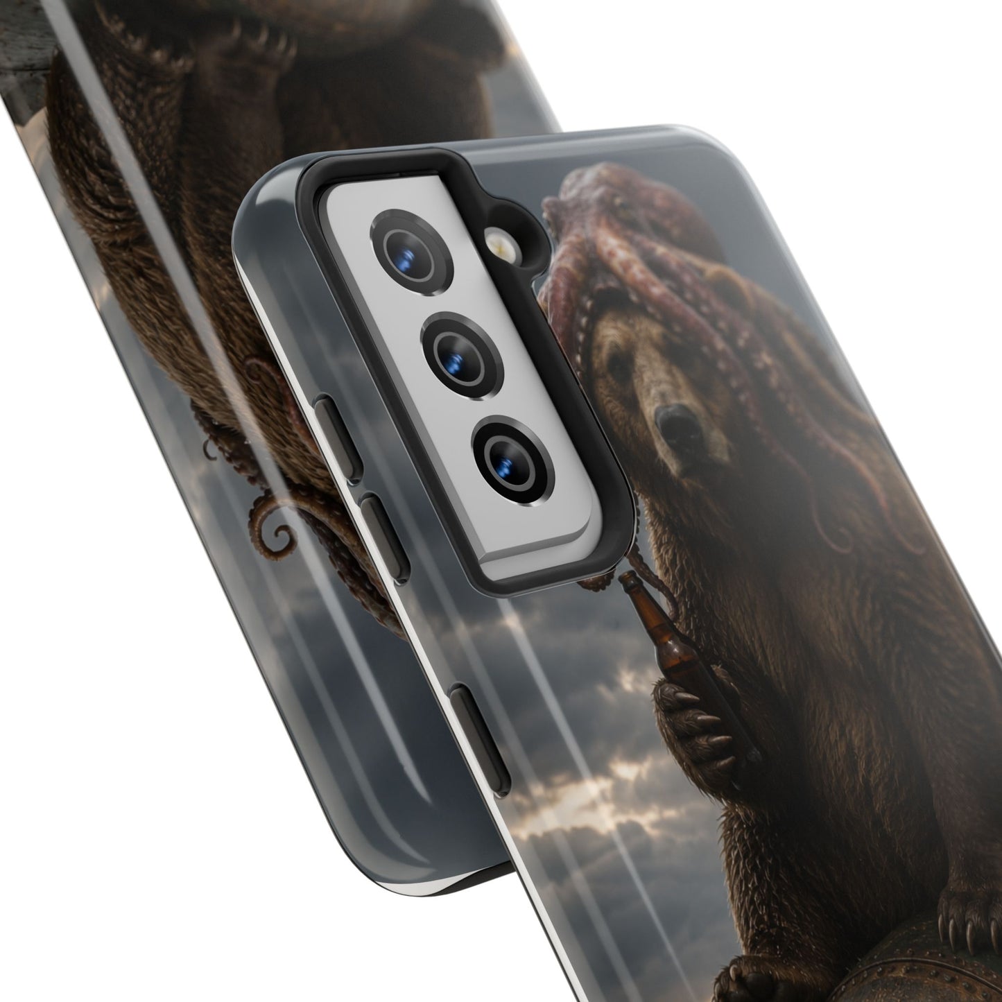 Tough Phone Case — Post‑Apocalyptic Bear with Octopus Helmet on Nuclear Bomb