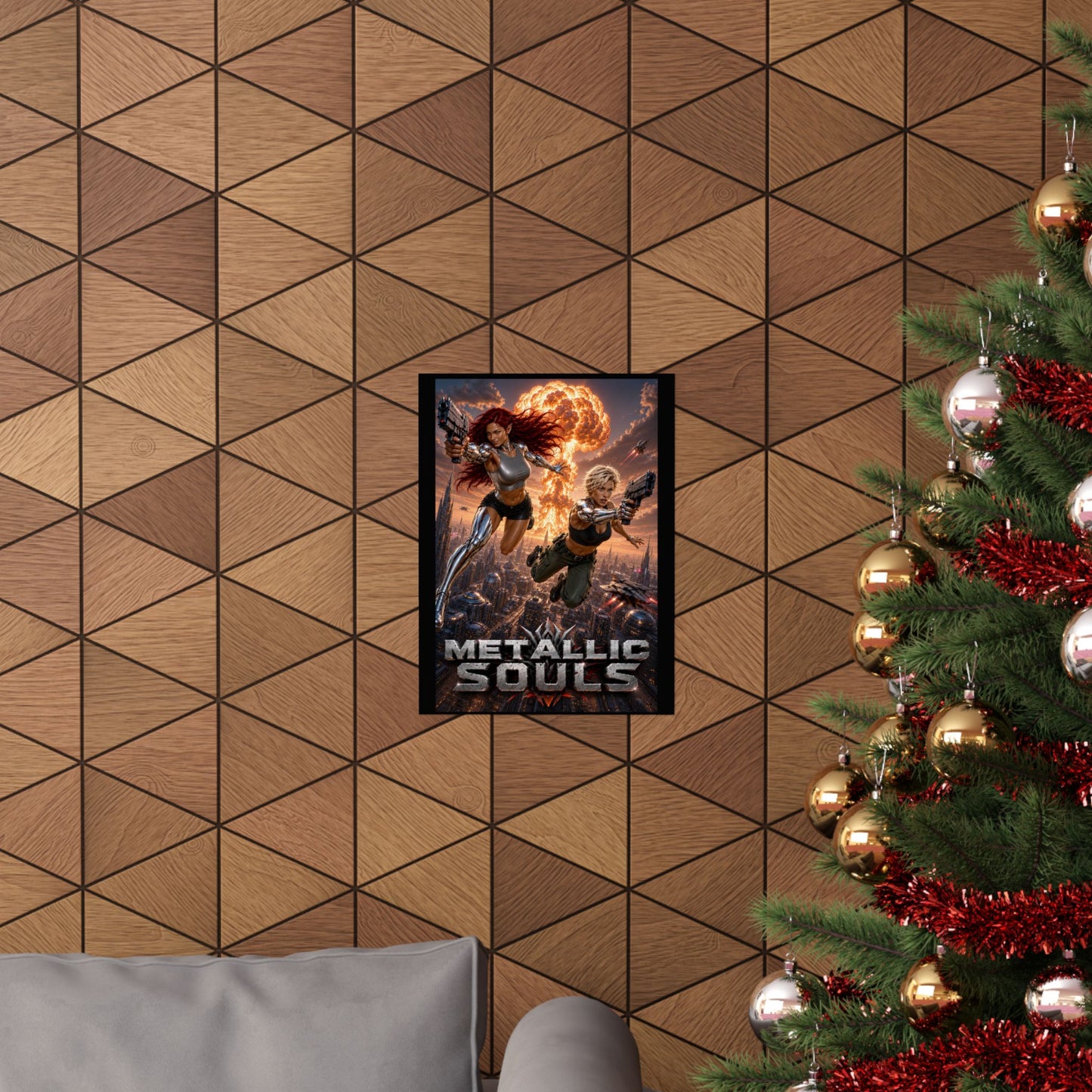 Metallic Souls Sci‑Fi Poster — Action Cyberpunk Movie Art