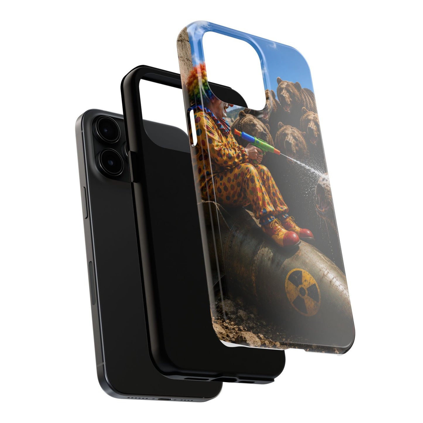 Tough Phone Case — Surreal Clown vs. Bears Protective Phone Cover