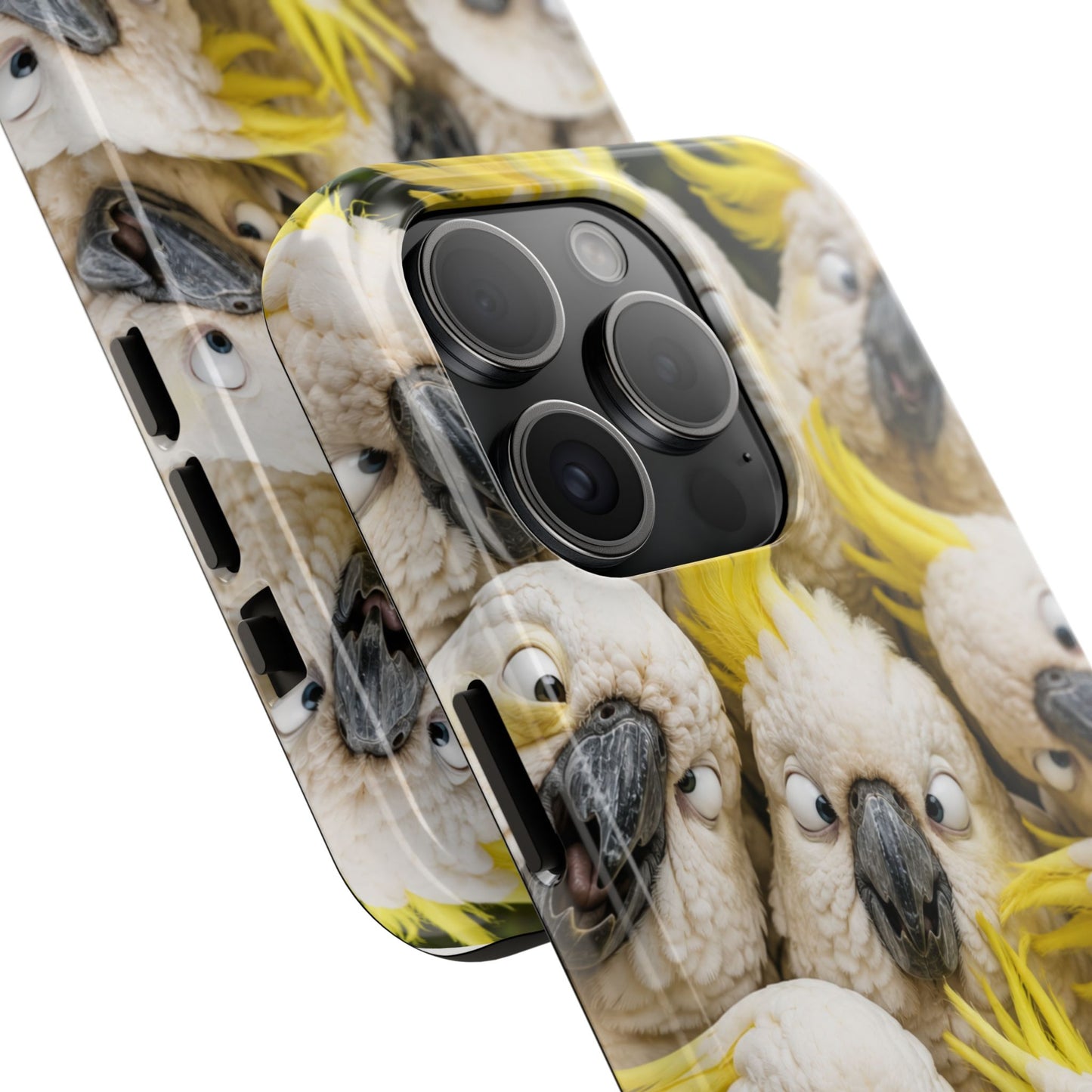 Cockatoo Collage Tough Phone Case — Funny Yellow Crested Bird Protective Phone Cover
