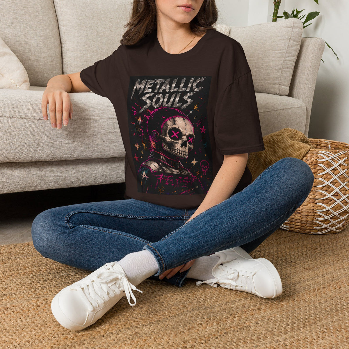 Metallic Souls Skull T‑Shirt — Retro Grunge Rock Tee