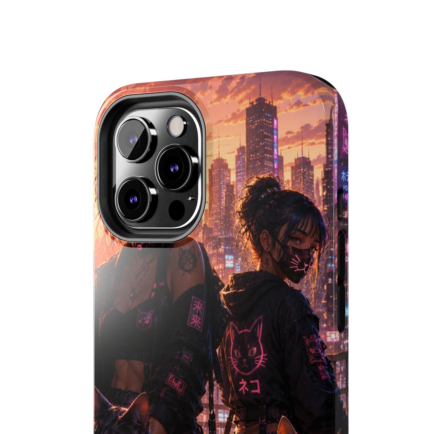 Cyberpunk Pack: Tough Phone Case with Neon Panther & City Sunset