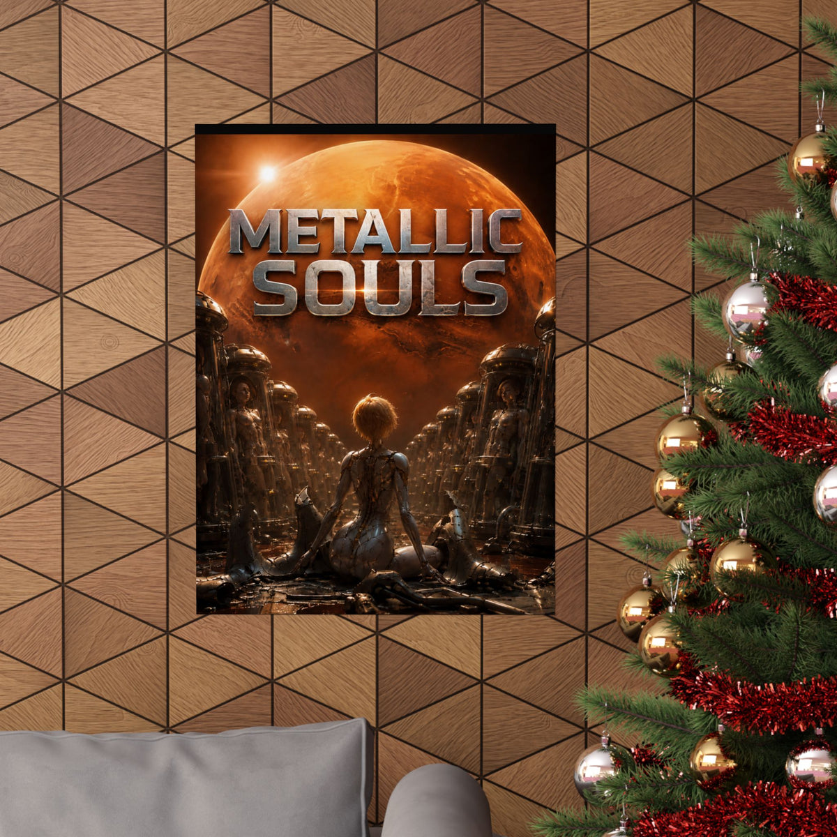 Metallic Souls Matte Poster — Sci‑Fi Planet Artwork