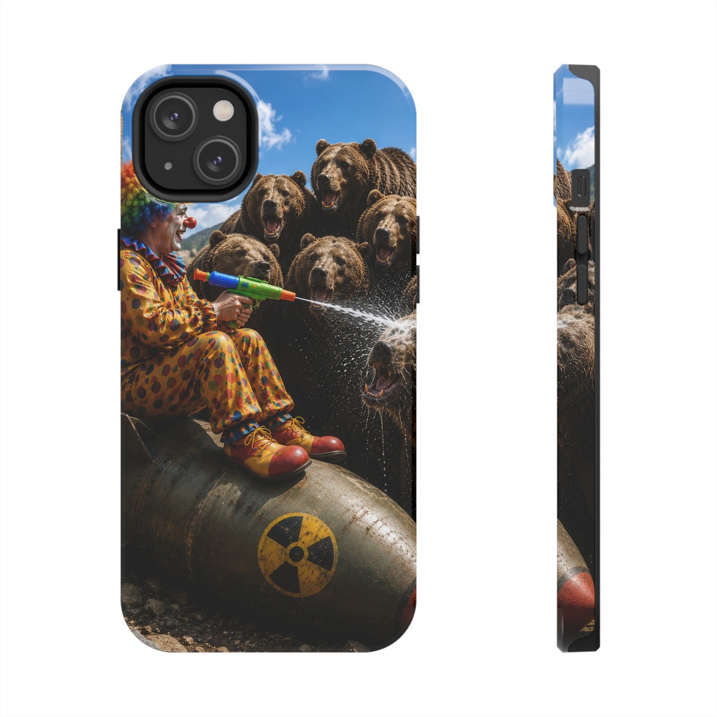 Tough Phone Case — Surreal Clown vs. Bears Protective Phone Cover