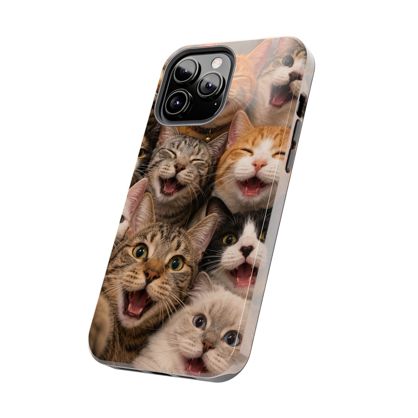 Tough Smiling Cats Collage Phone Case – Cute Cat Faces for iPhone