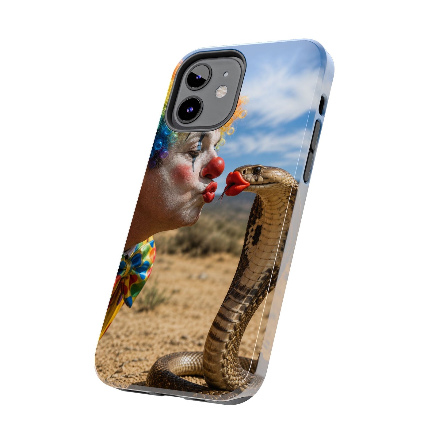 Clown & Cobra Tough Phone Case — Funny Kiss Design, Shockproof Protective Cover