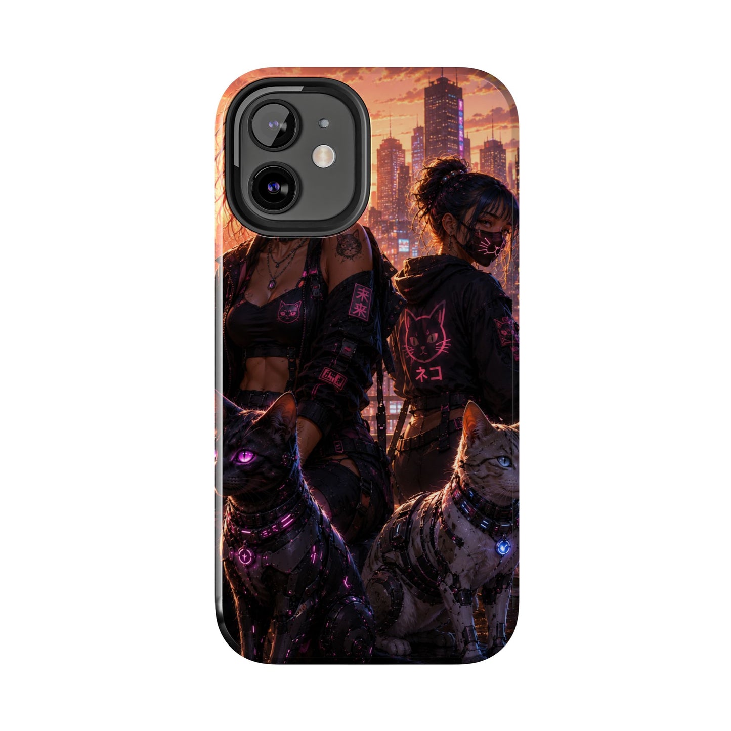 Cyberpunk Pack: Tough Phone Case with Neon Panther & City Sunset