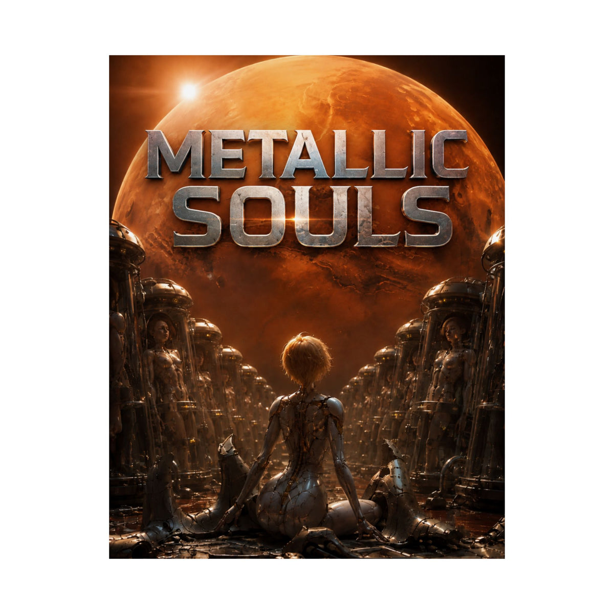 Metallic Souls Matte Poster — Sci‑Fi Planet Artwork