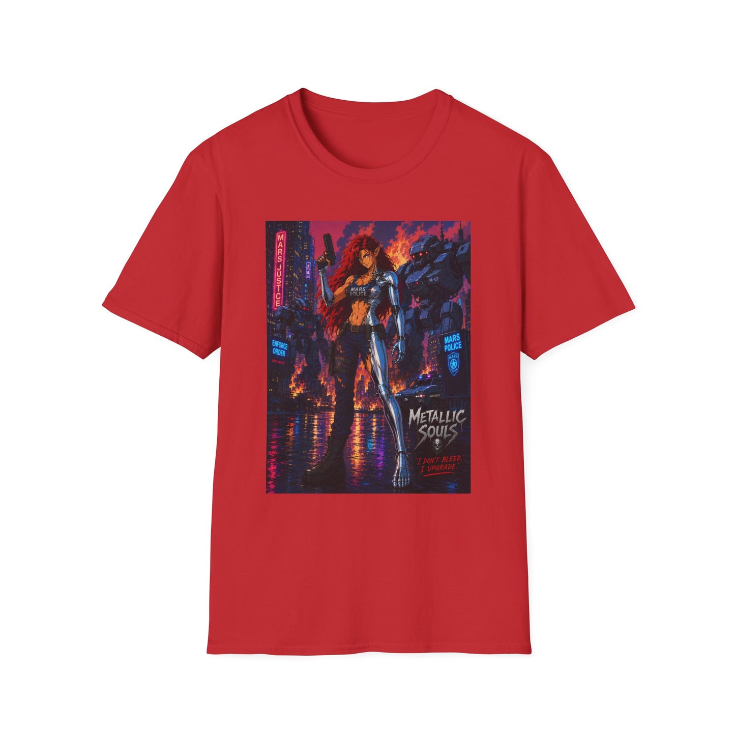 Cyberpunk Warrior T‑Shirt — 'Metallic Soul' Futuristic Anime Graphic